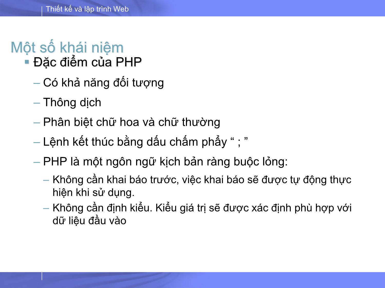 Bài giảng Thiết kế và lập trình Web - Bài 5: PHP cơ bản trang 10