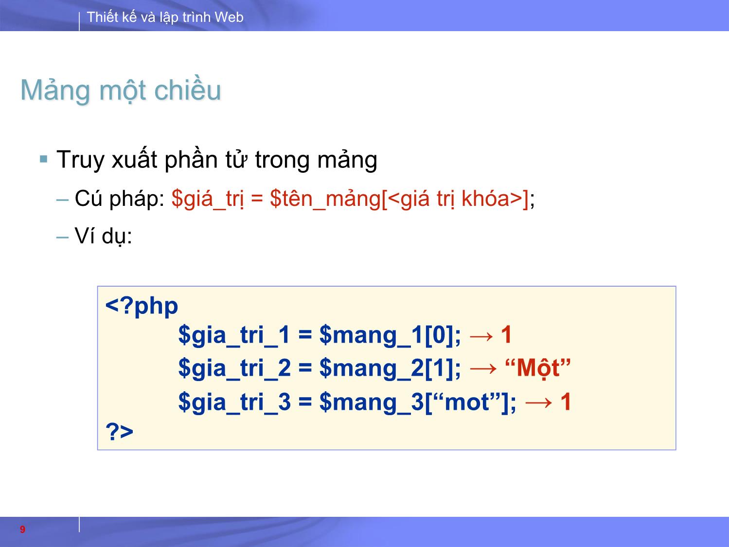 Bài giảng Thiết kế và lập trình Web - Bài 6: Thao tác trên mảng trang 9