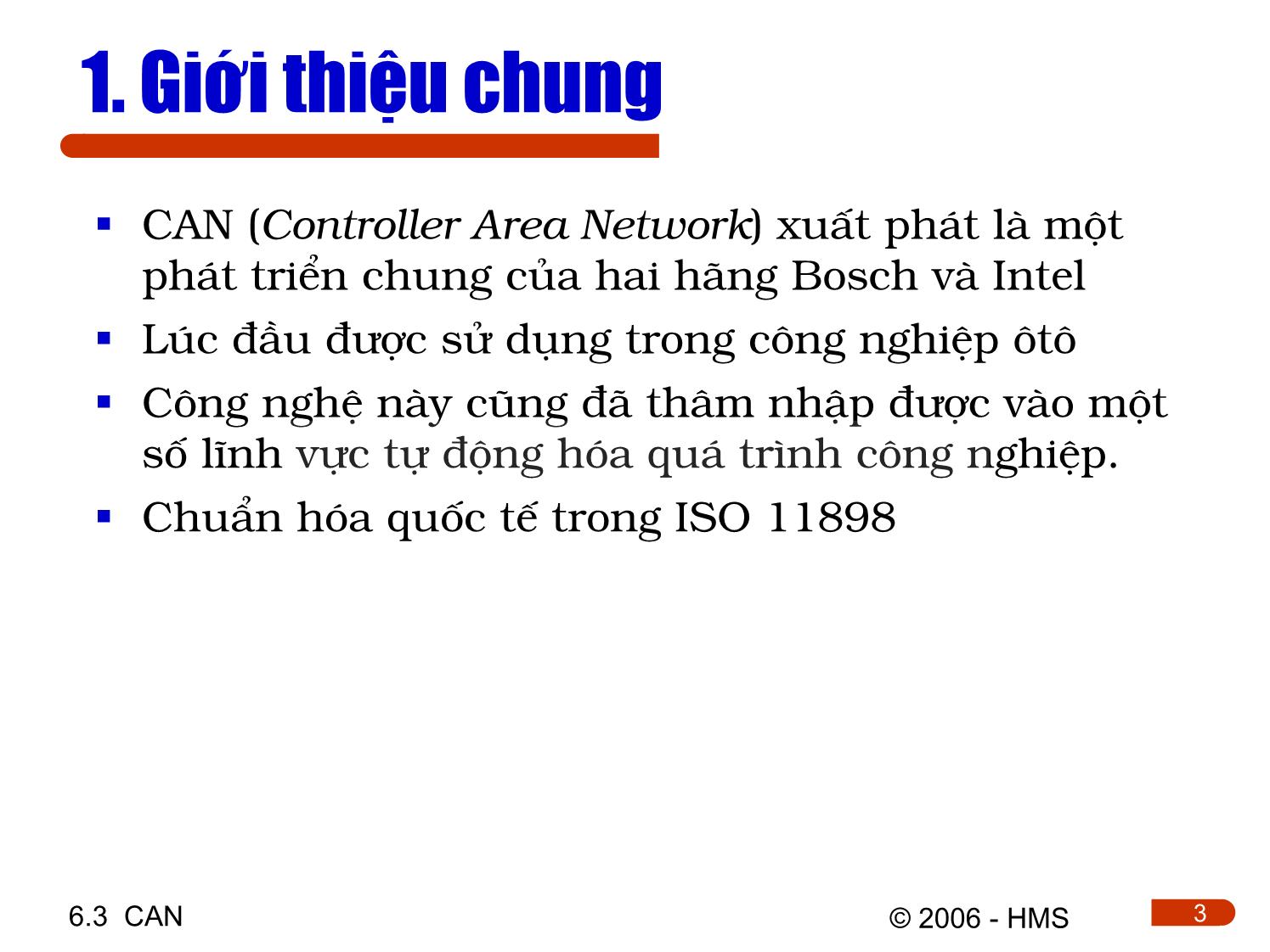 Bài giảng Hệ thống thông tin công nghiệp - Chương 6.3: CAN trang 3