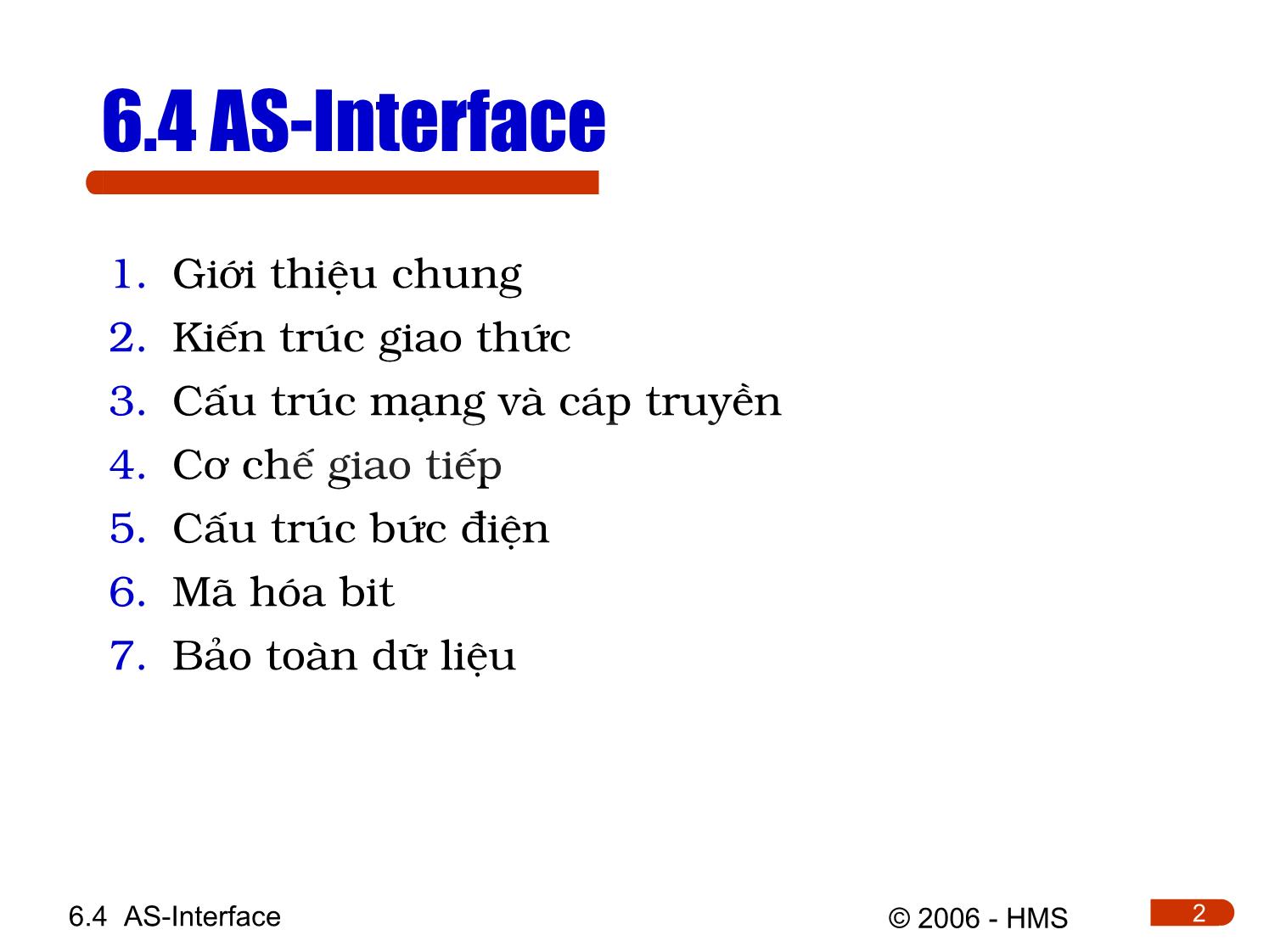 Bài giảng Hệ thống thông tin công nghiệp - Chương 6.4: AS-Interface trang 2