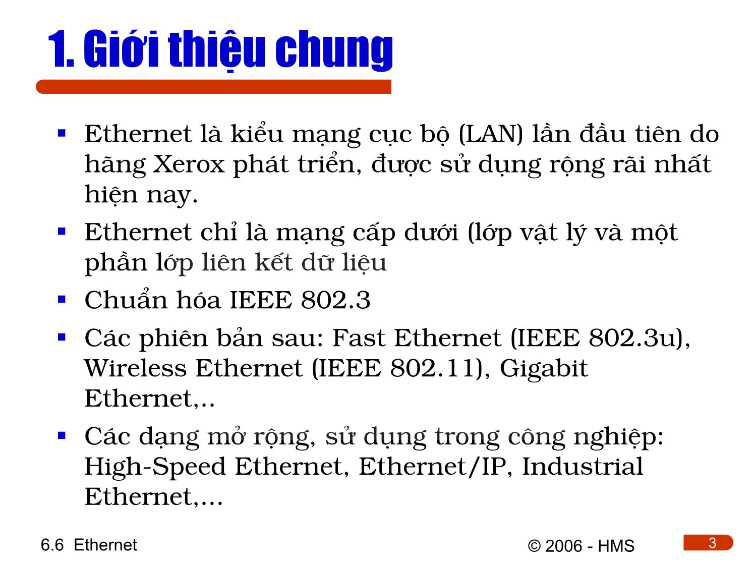 Bài giảng Hệ thống thông tin công nghiệp - Chương 6.6: Ethernet trang 3