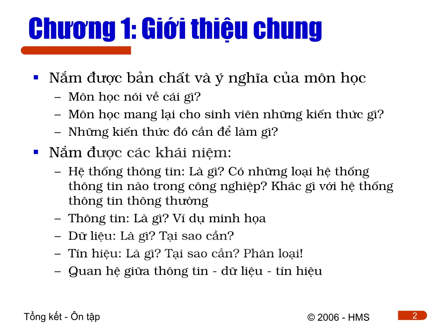 Bài giảng Hệ thống thông tin công nghiệp - Chương: Tổng kết & Ôn tập trang 2