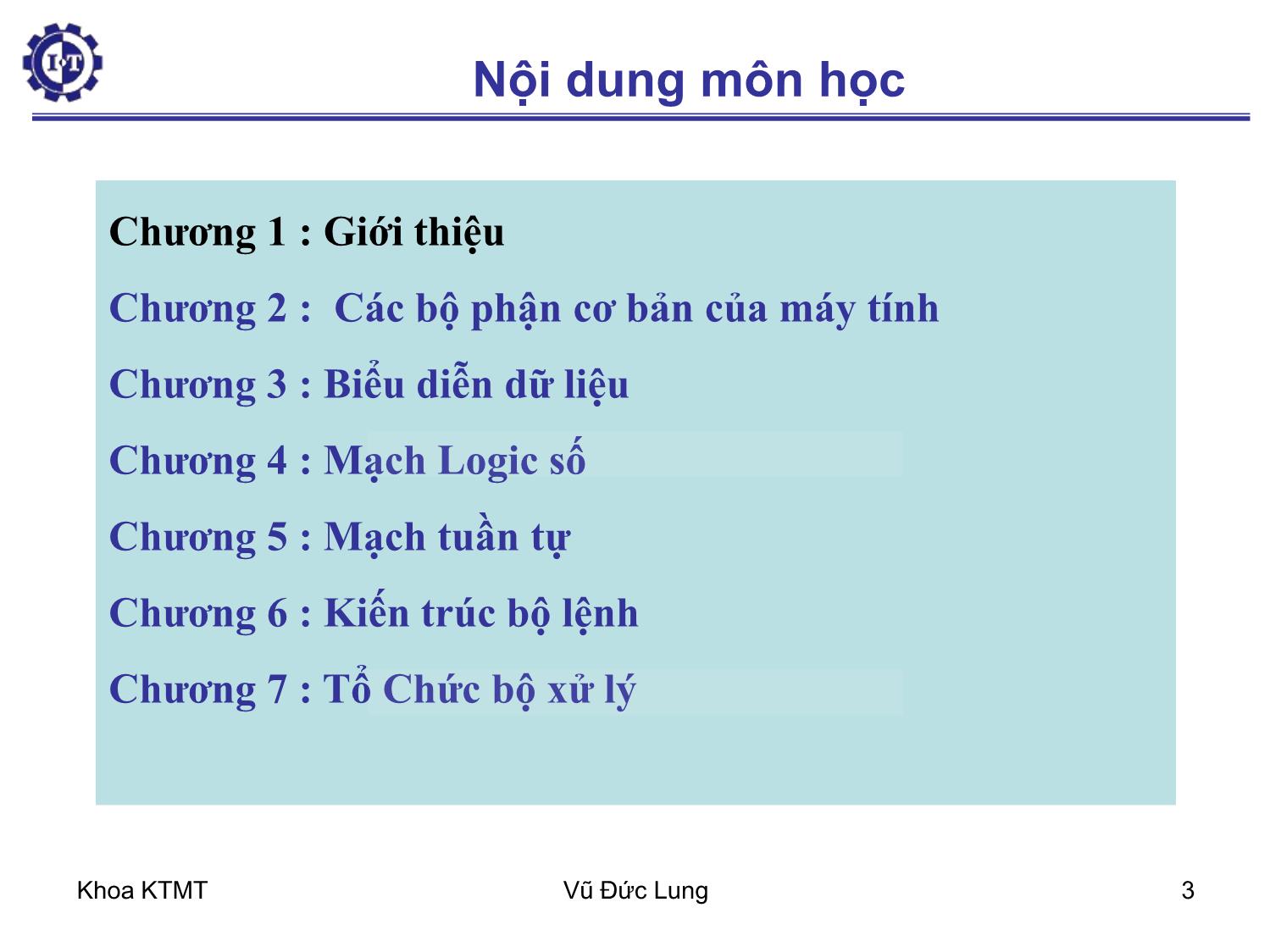 Bài giảng Kiến trúc máy tính 1 - Chương 1: Giới thiệu - Vũ Đức Lung trang 3