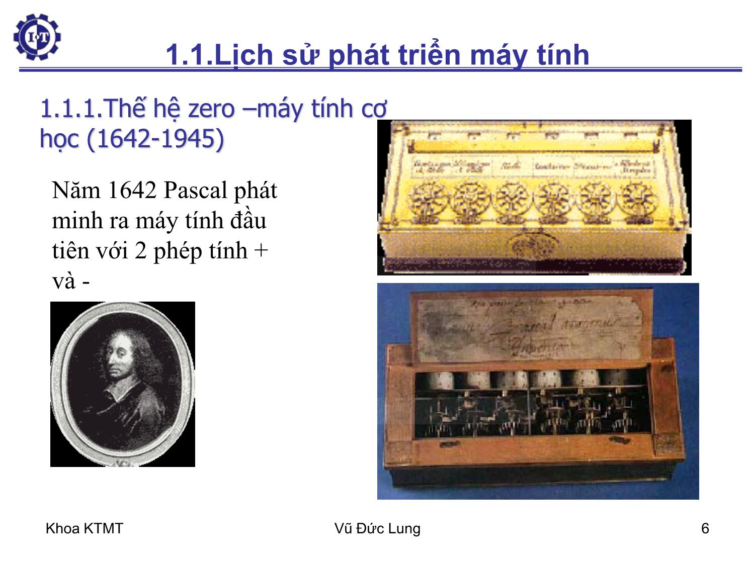 Bài giảng Kiến trúc máy tính 1 - Chương 1: Giới thiệu - Vũ Đức Lung trang 6