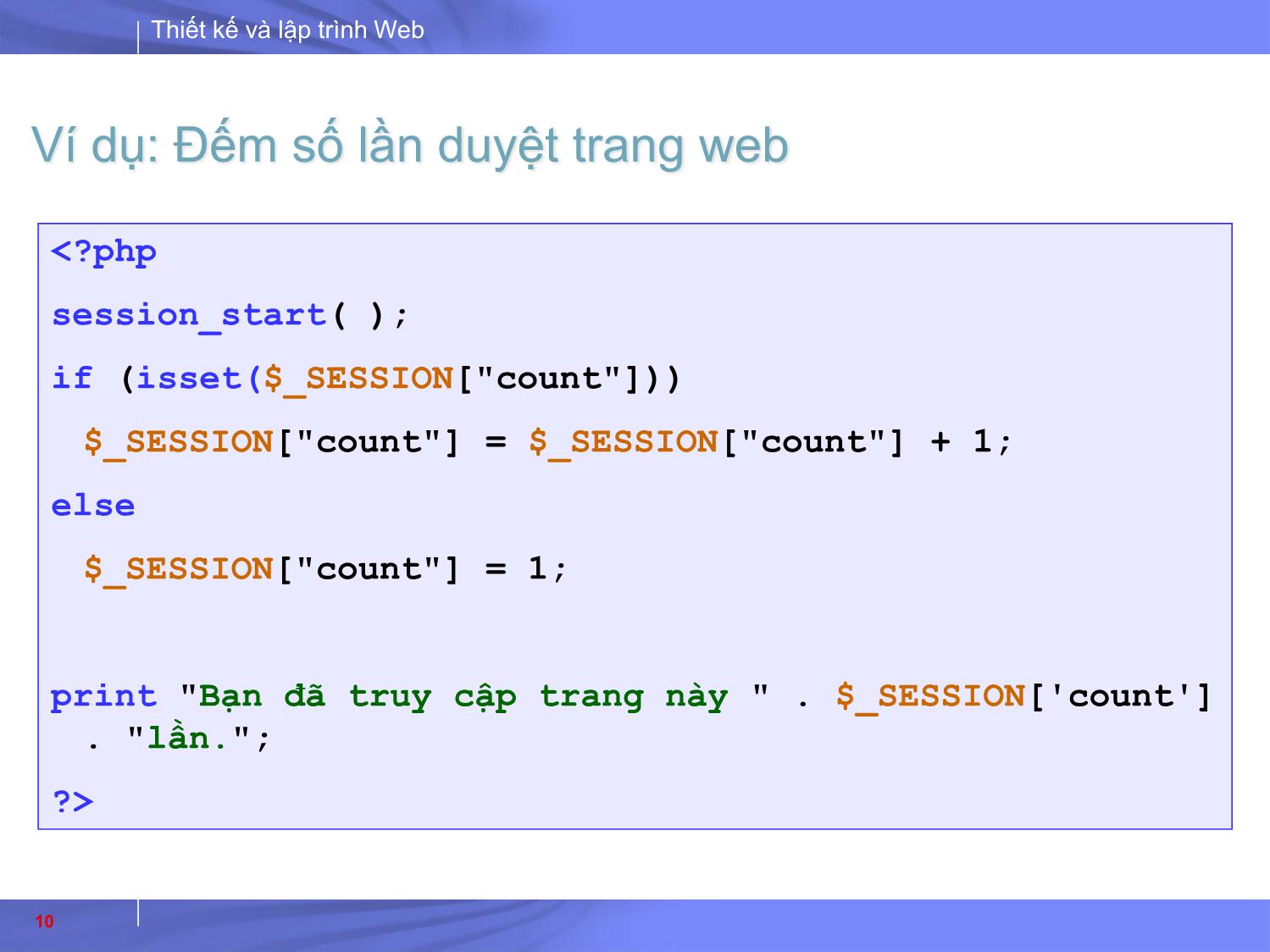 Bài giảng Thiết kế và lập trình Web - Bài 7: PHP nâng cao trang 10