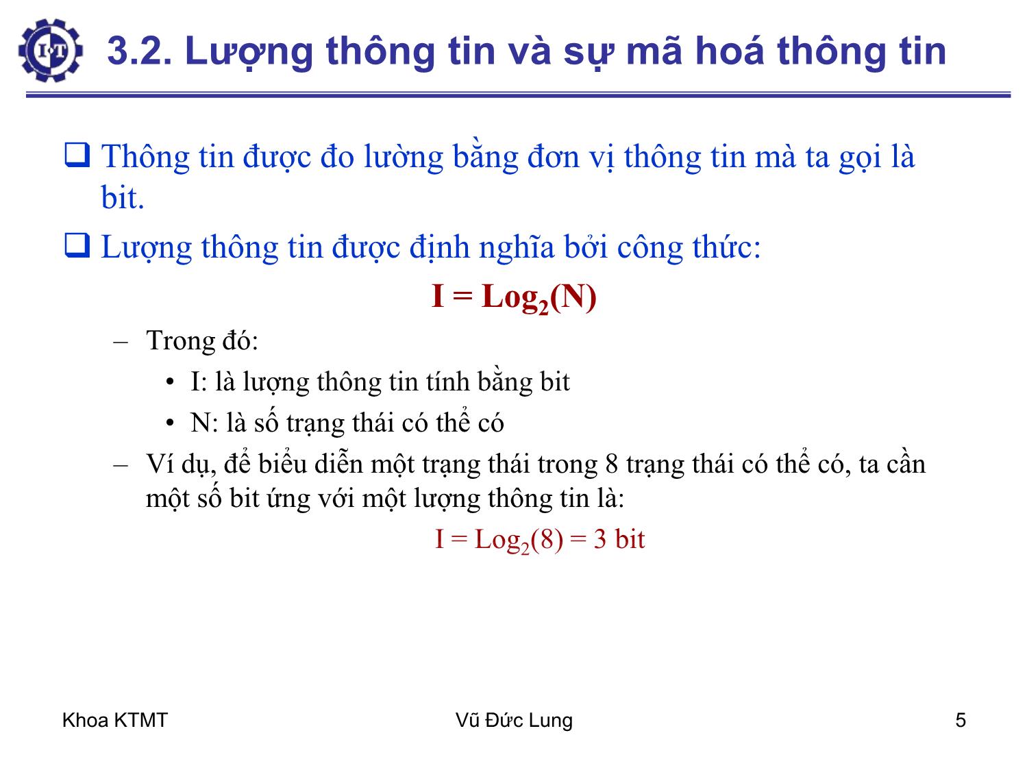 Bài giảng Kiến trúc máy tính 1 - Chương 3: Biểu diễn dữ liệu - Vũ Đức Lung trang 5