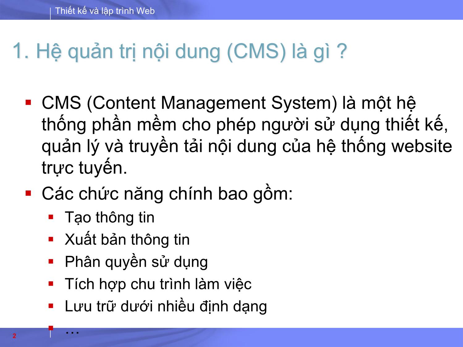 Bài giảng Thiết kế và lập trình Web - Bài 9: PHP framework trang 2