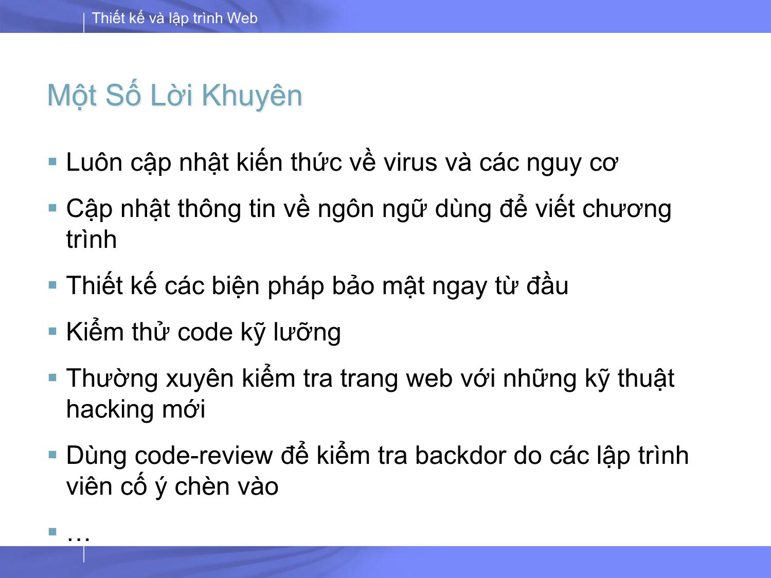 Bài giảng Thiết kế và lập trình Web - Bài 10: PHP bảo mật trang 10