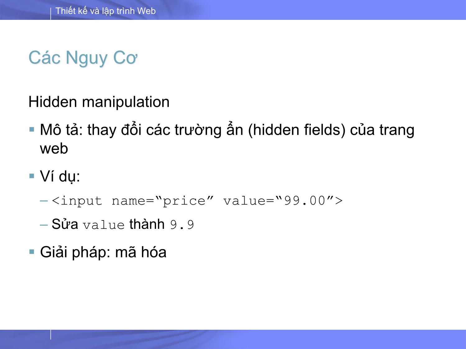 Bài giảng Thiết kế và lập trình Web - Bài 10: PHP bảo mật trang 5