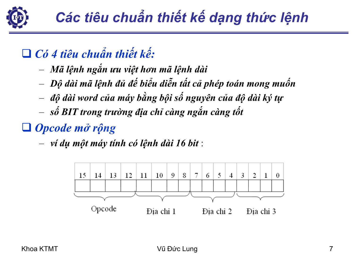 Bài giảng Kiến trúc máy tính 1 - Chương 6: Kiến trúc bộ lệnh - Vũ Đức Lung trang 7