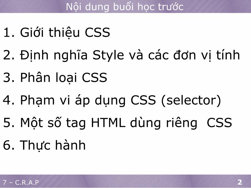 Bài giảng Phát triển ứng dụng web 1 - C.R.A.P trang 2