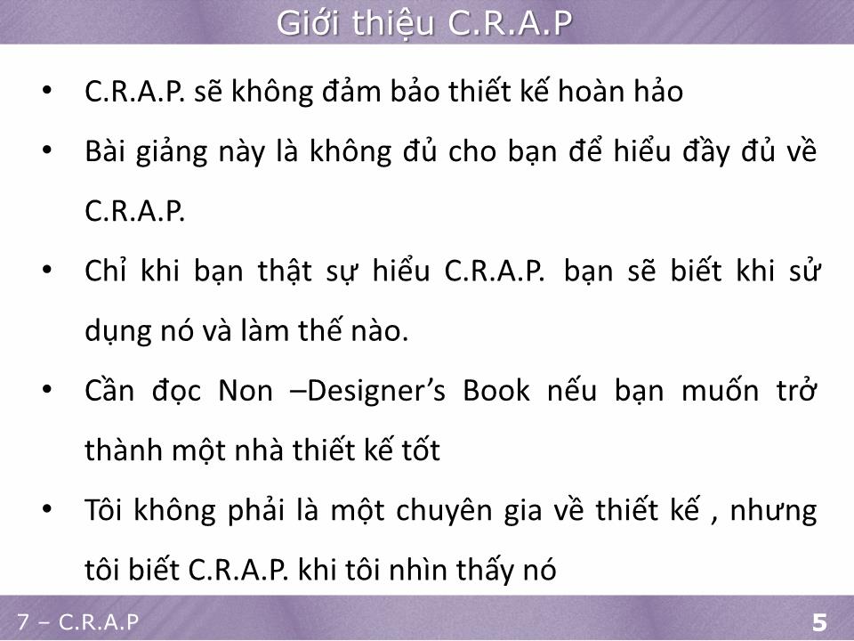 Bài giảng Phát triển ứng dụng web 1 - C.R.A.P trang 5