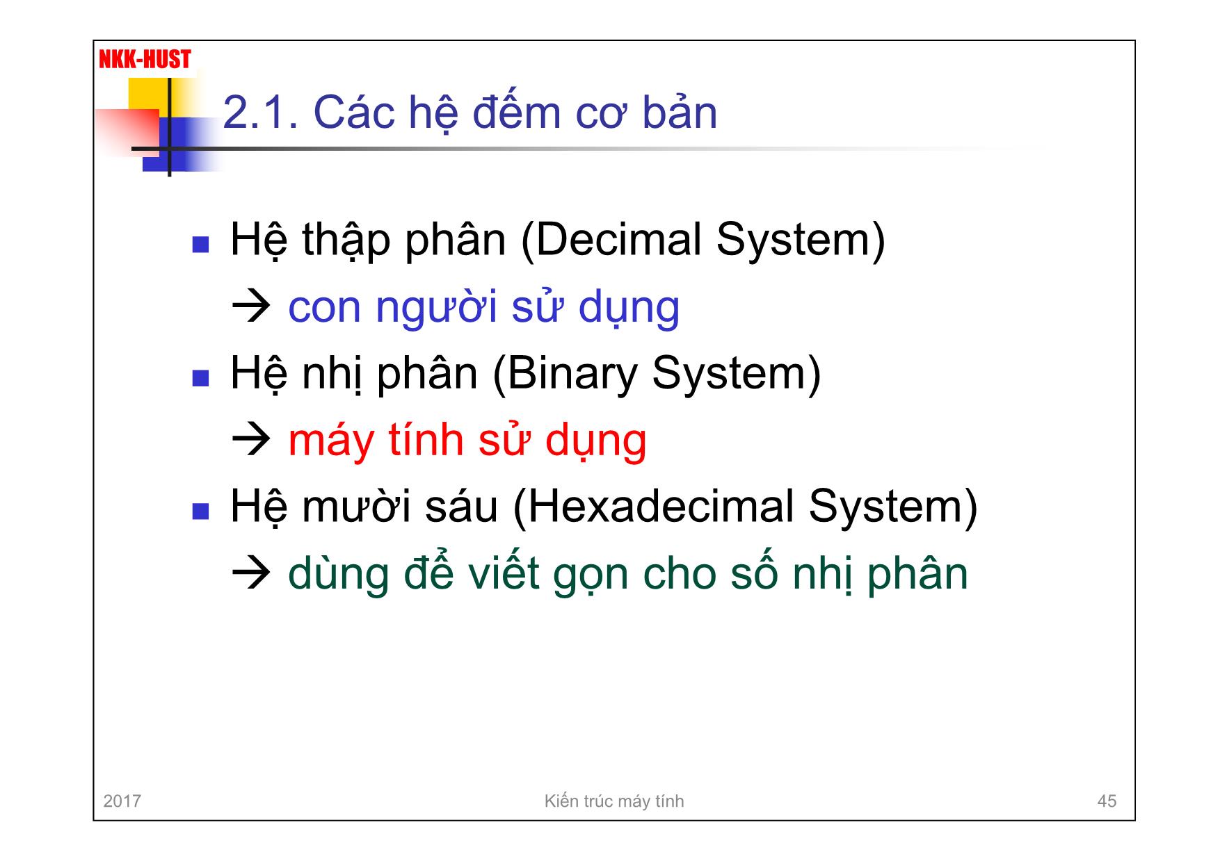 Bài giảng Kiến trúc máy tính - Chương 2: Cơ bản về logic số - Nguyễn Kim Khánh trang 4