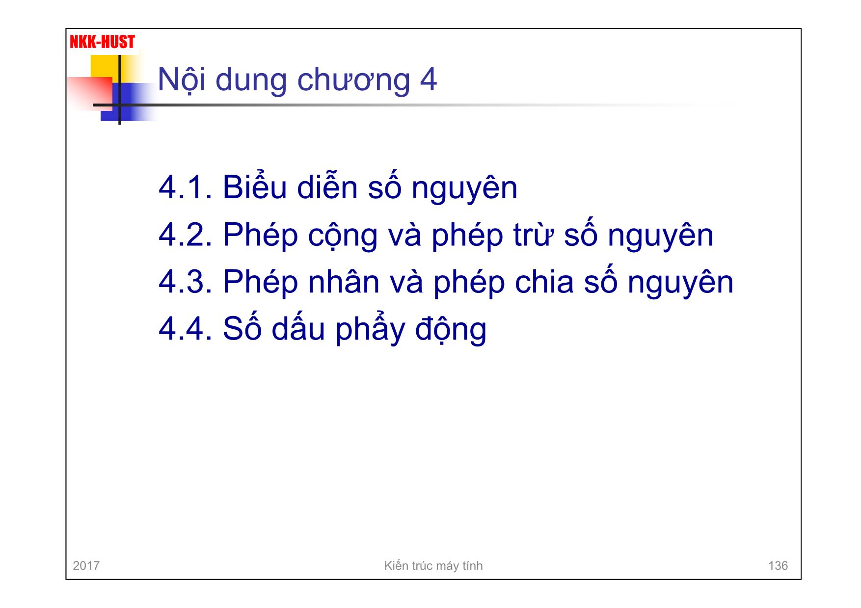 Bài giảng Kiến trúc máy tính - Chương 4: Số học máy tính - Nguyễn Kim Khánh trang 3