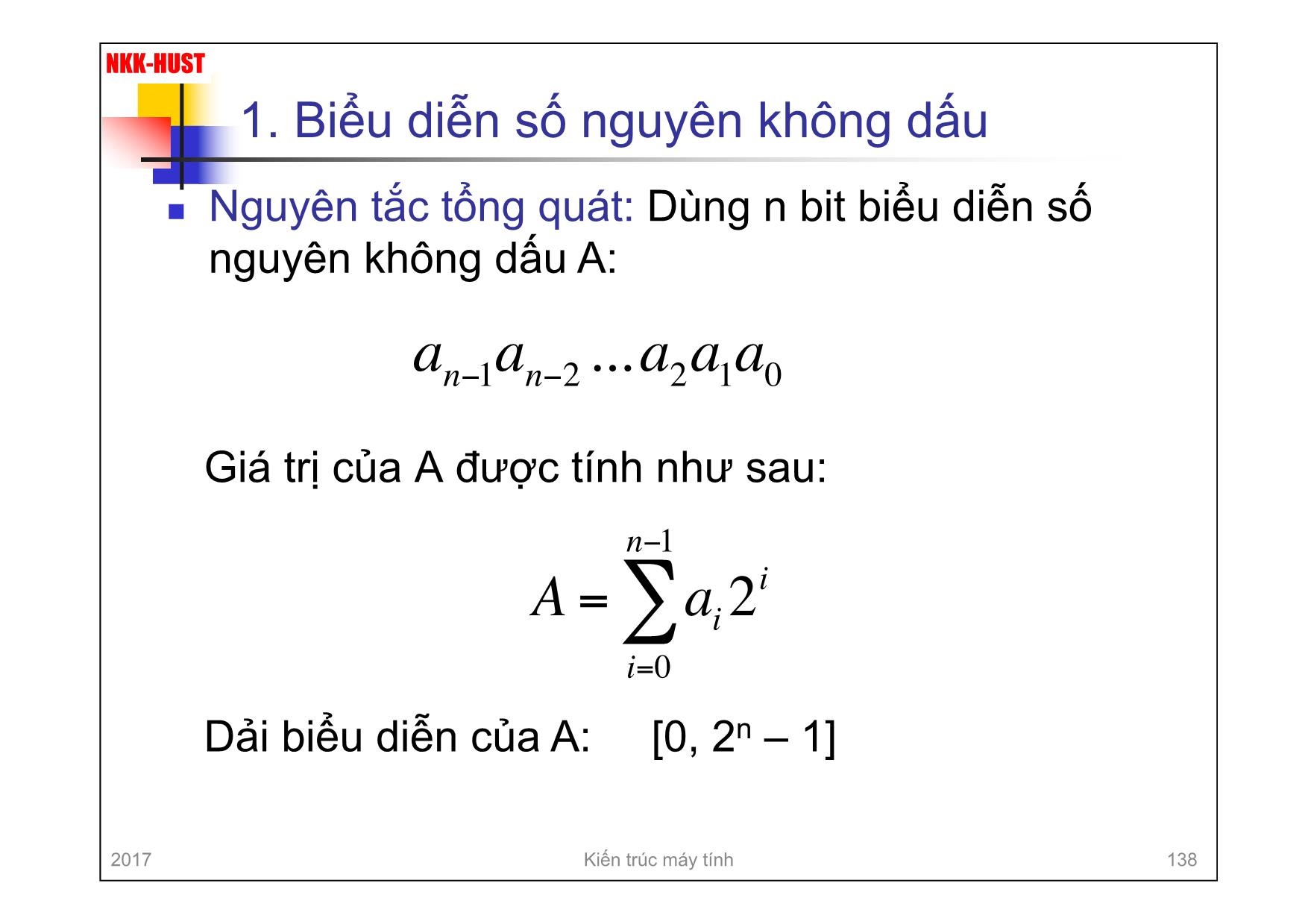 Bài giảng Kiến trúc máy tính - Chương 4: Số học máy tính - Nguyễn Kim Khánh trang 5