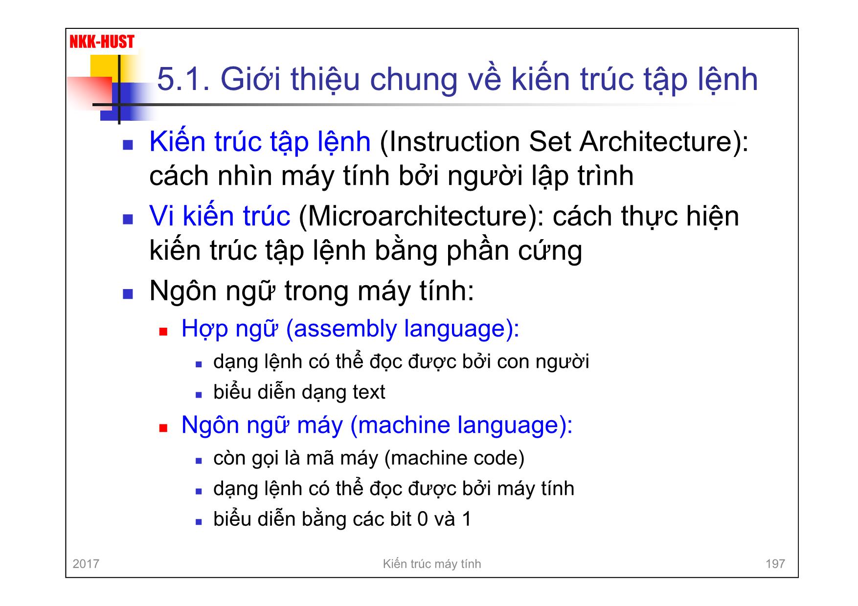 Bài giảng Kiến trúc máy tính - Chương 5: Kiến trúc tập lệnh - Nguyễn Kim Khánh trang 4
