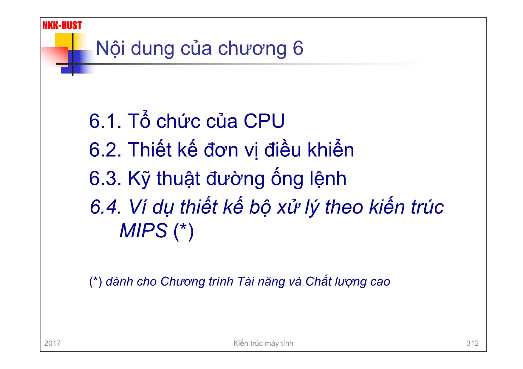Bài giảng Kiến trúc máy tính - Chương 6: Bộ xử lý - Nguyễn Kim Khánh trang 3