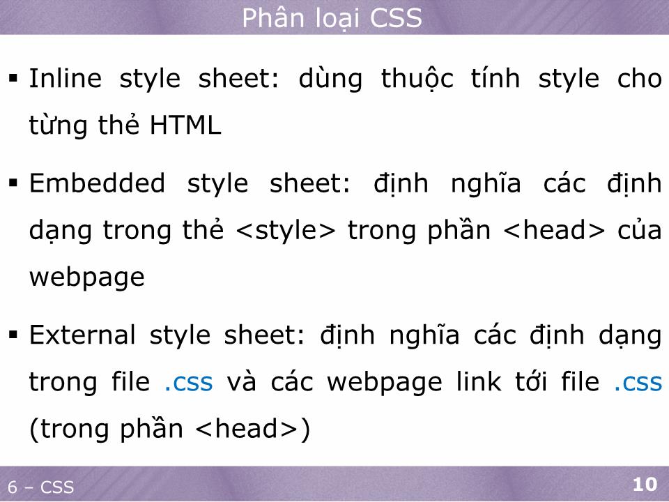 Bài giảng Phát triển ứng dụng web 1 - CSS trang 10