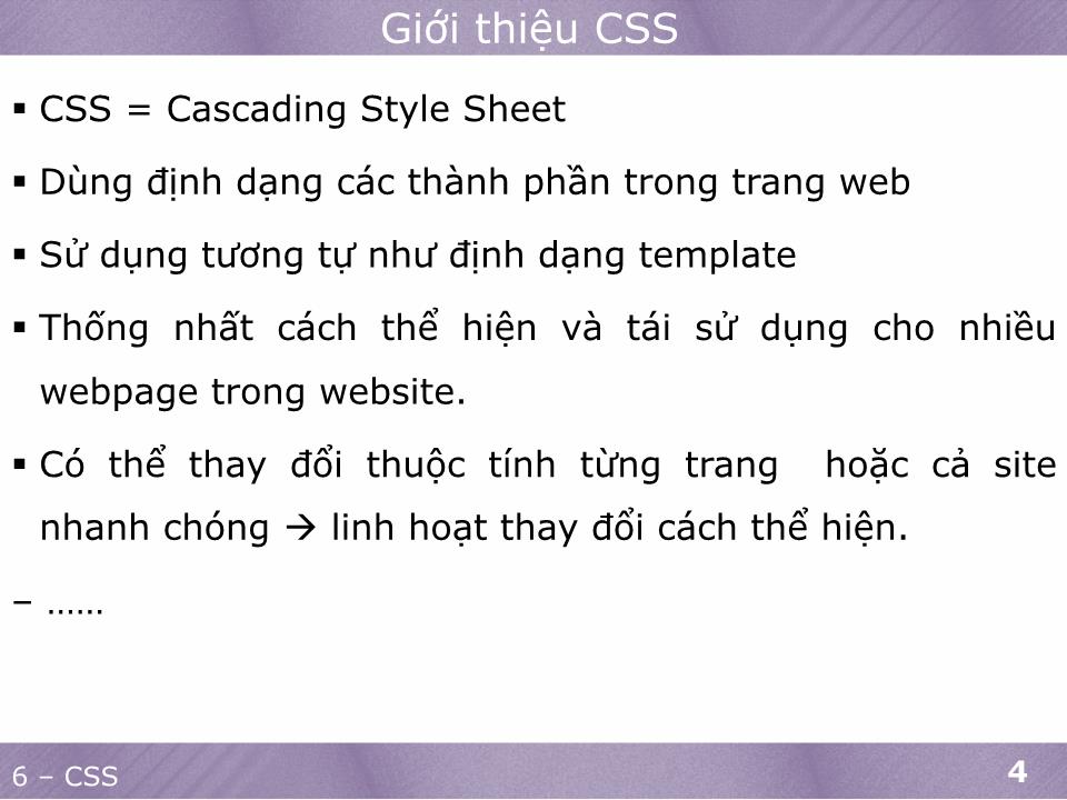 Bài giảng Phát triển ứng dụng web 1 - CSS trang 4