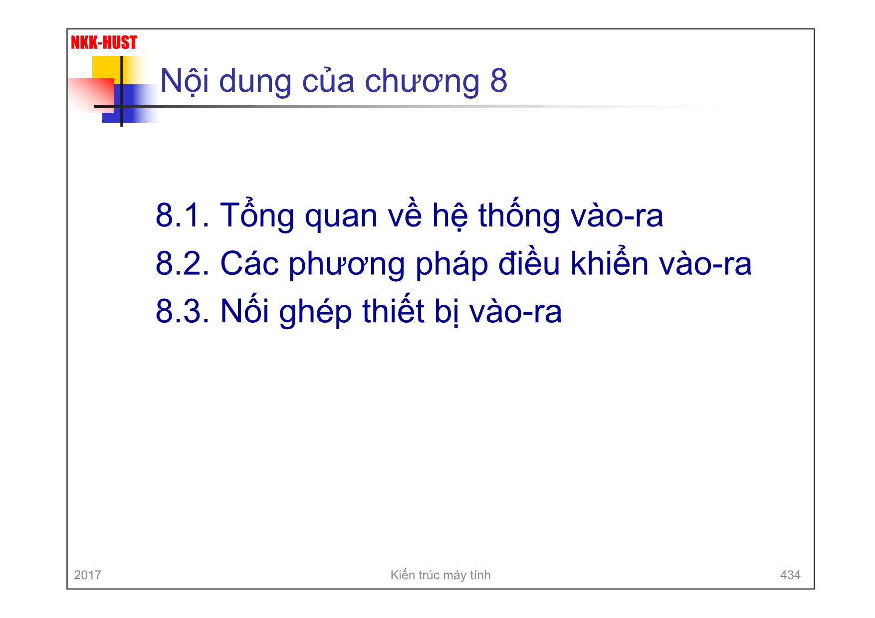 Bài giảng Kiến trúc máy tính - Chương 8: Hệ thống vào-ra - Nguyễn Kim Khánh trang 3