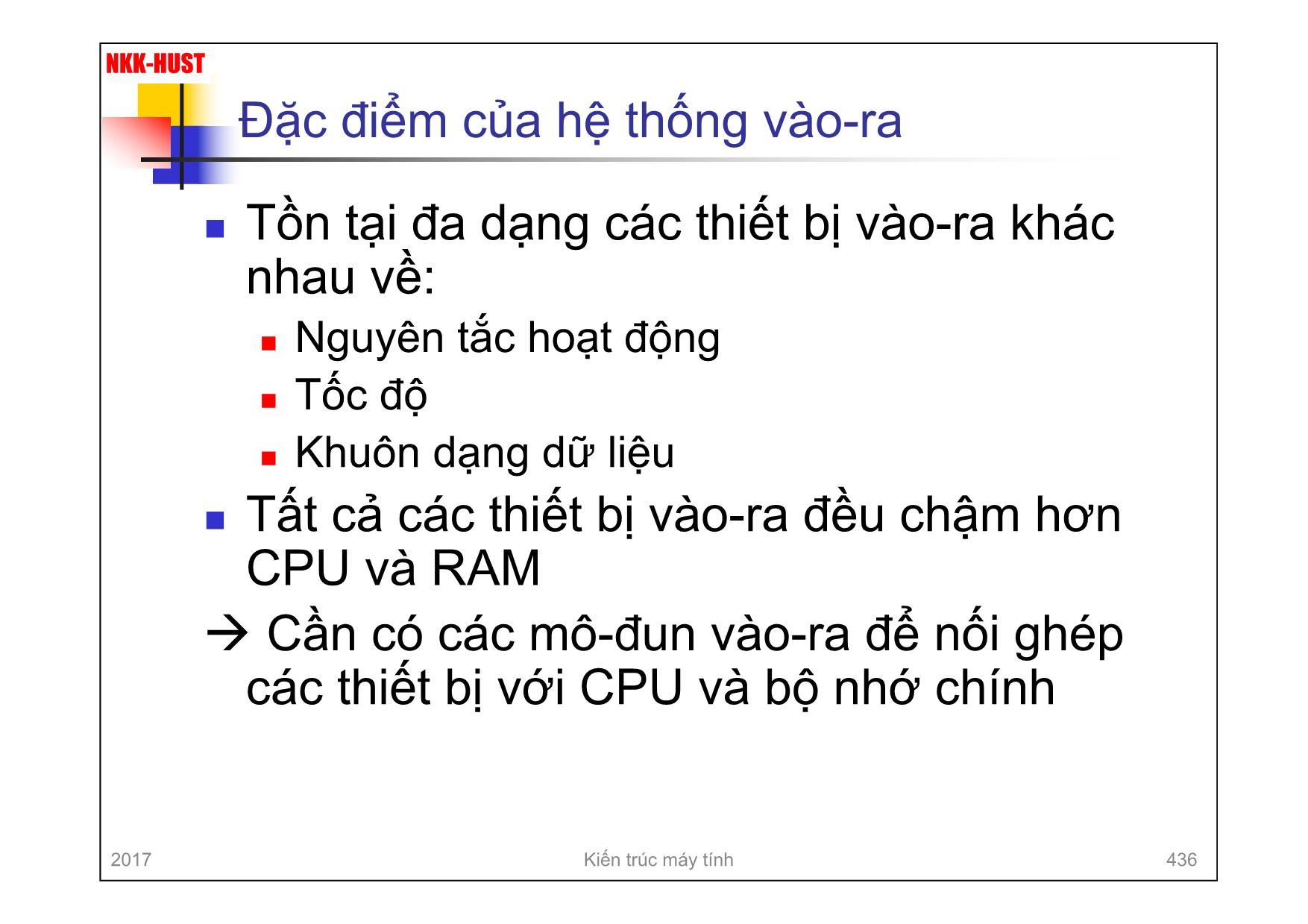 Bài giảng Kiến trúc máy tính - Chương 8: Hệ thống vào-ra - Nguyễn Kim Khánh trang 5