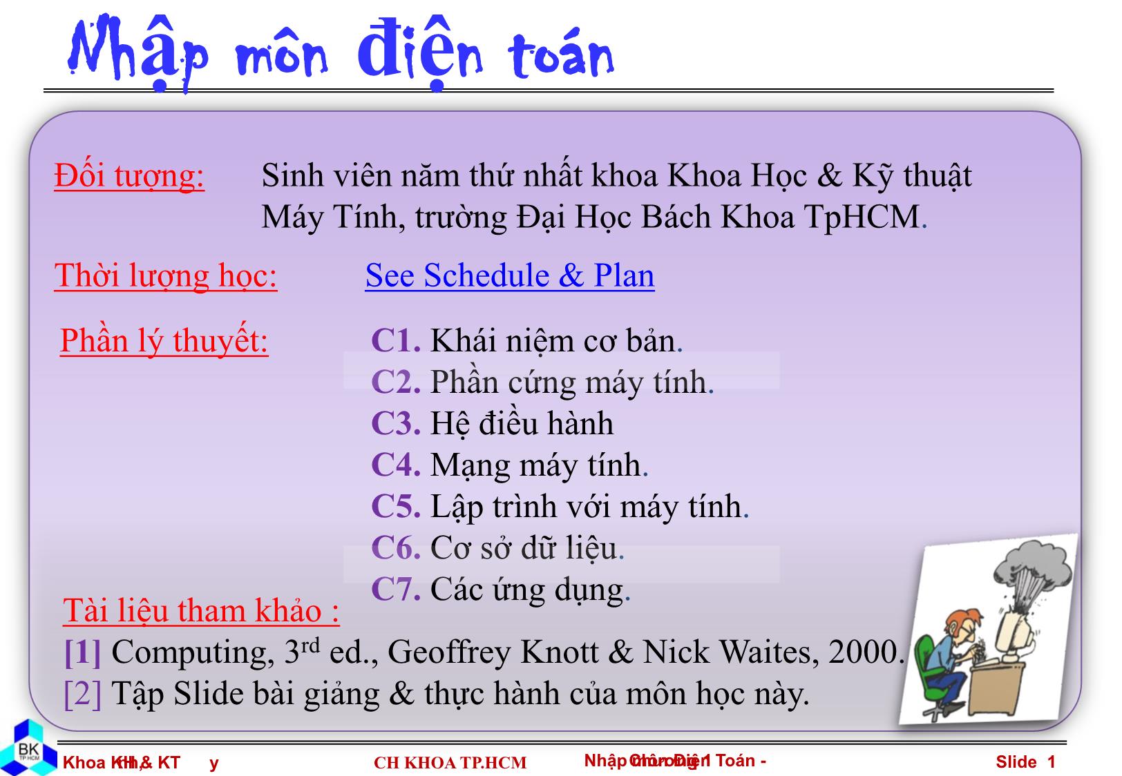 Bài giảng Nhập môn điện toán - Chương I: Khái niệm cơ bản trang 1