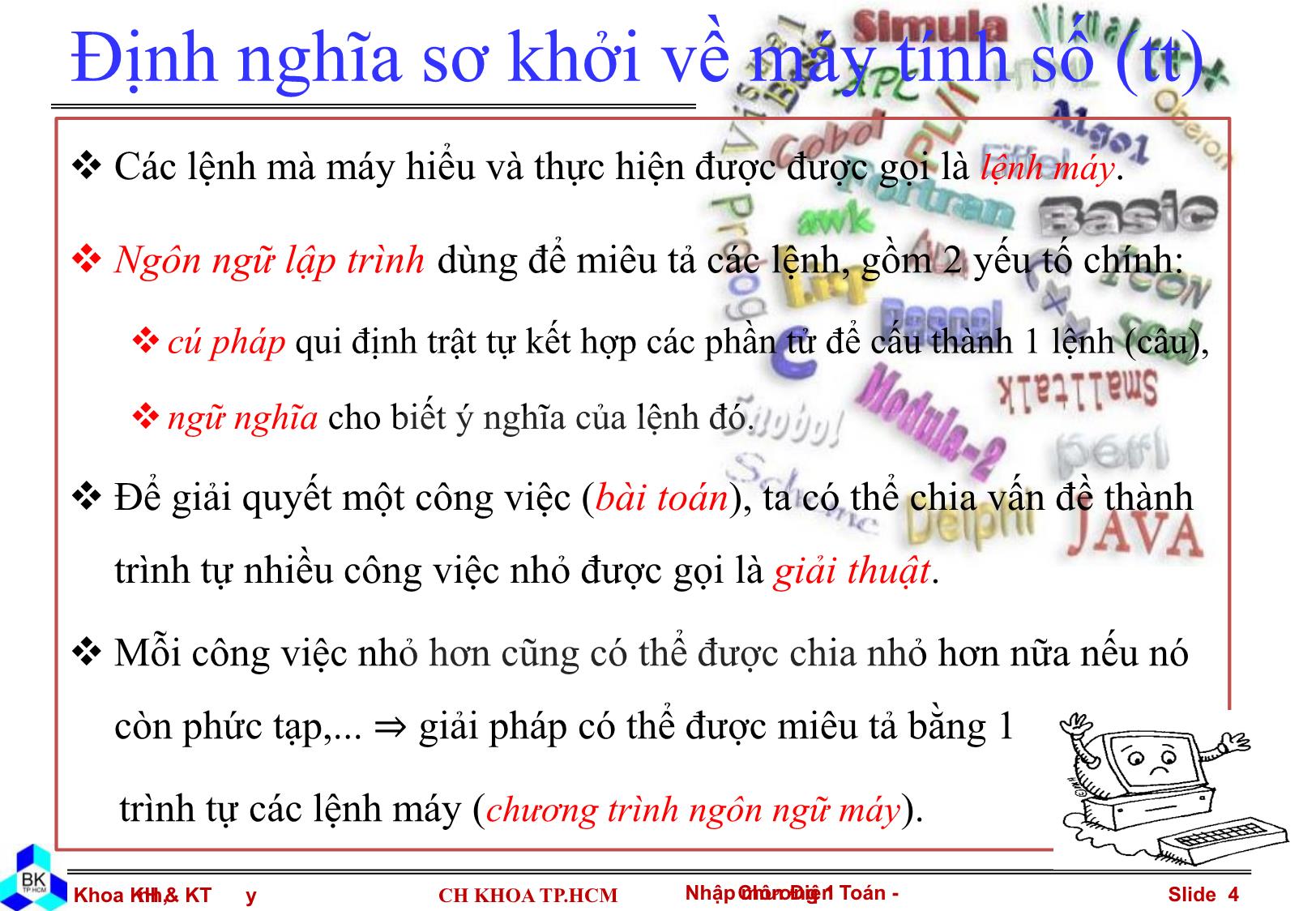 Bài giảng Nhập môn điện toán - Chương I: Khái niệm cơ bản trang 4