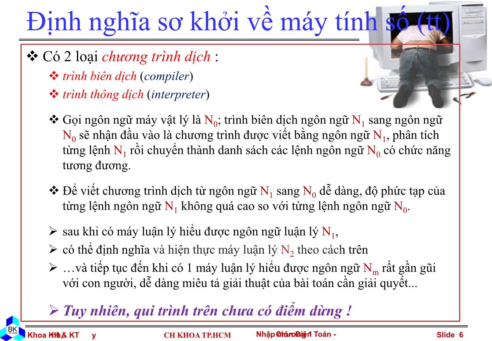 Bài giảng Nhập môn điện toán - Chương I: Khái niệm cơ bản trang 6