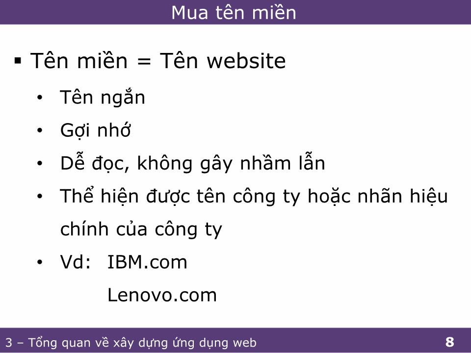 Bài giảng Phát triển ứng dụng web 1 - Tổng quan về xây dựng ứng dụng web trang 8