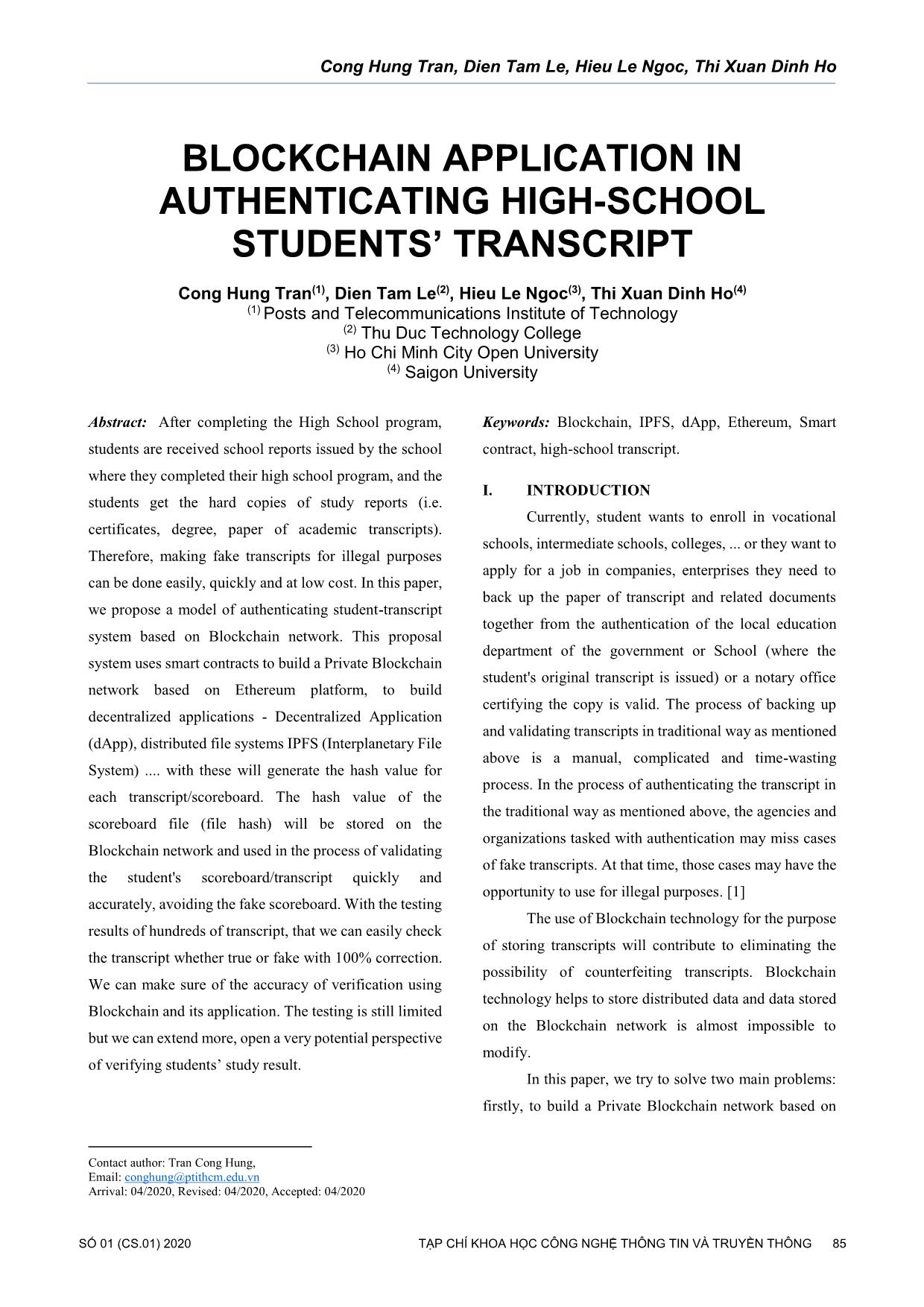 Blockchain application in authenticating high-school students’ transcript trang 1