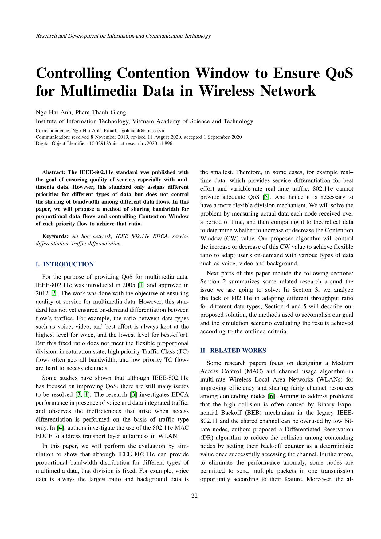 Controlling contention window to ensure QoS for multimedia data in wireless network trang 1