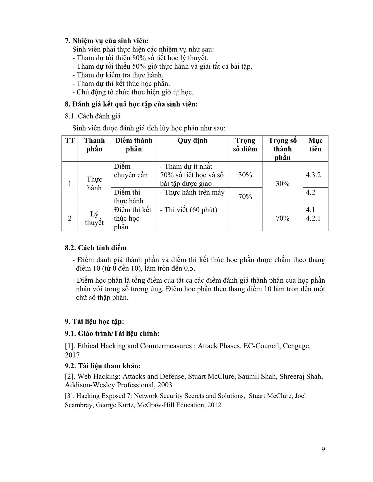 Đề cương chi tiết học phần An ninh mạng (Network Security) trang 9