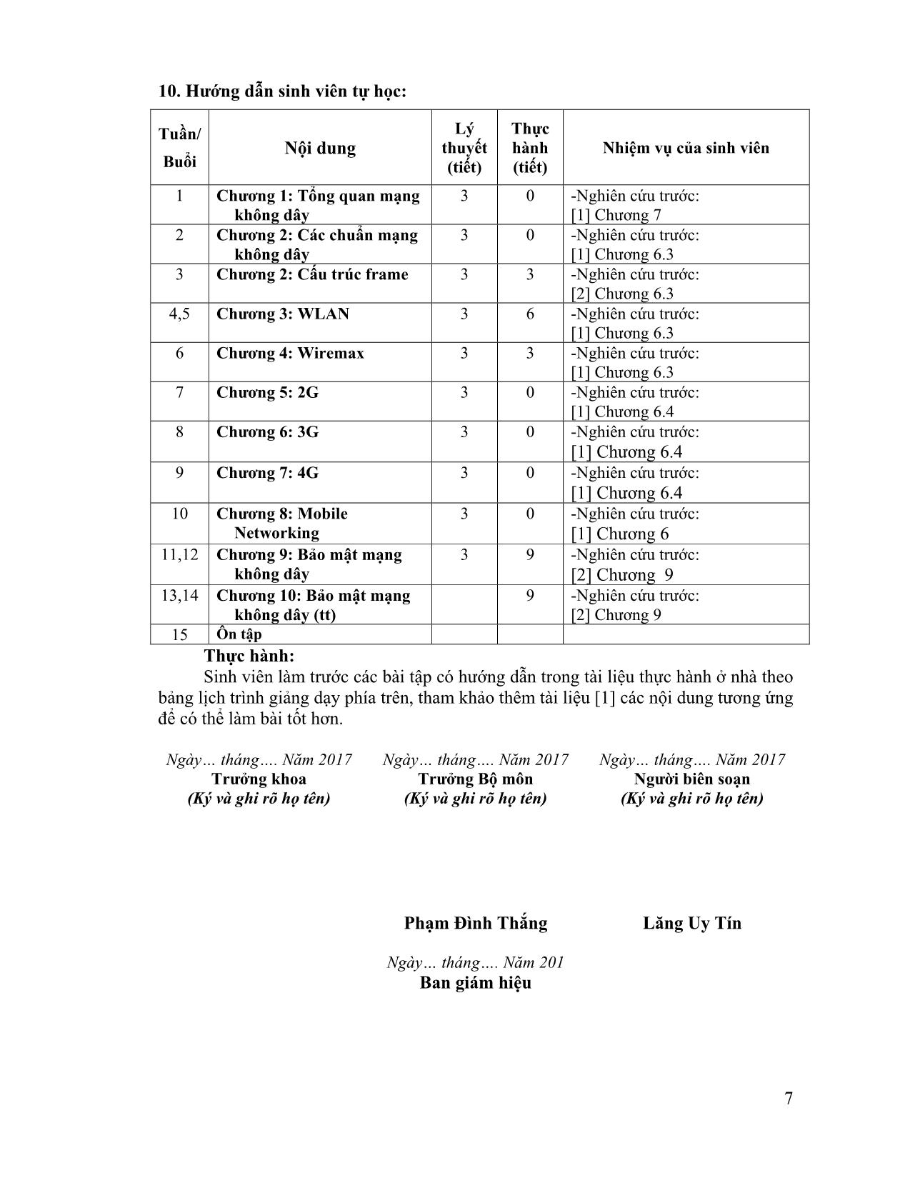 Đề cương chi tiết học phần Mạng không dây (Wireless Networking) trang 7
