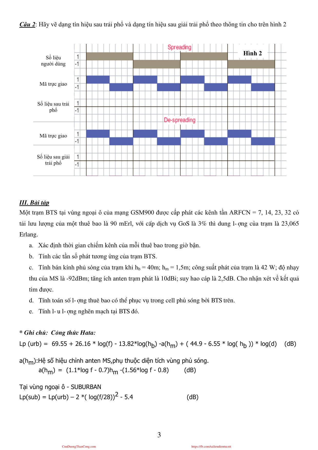 Đề thi môn Thông tin di động - Đề số 2 - Năm học 2010-2011 - Đại học Bách khoa Hà Nội trang 3