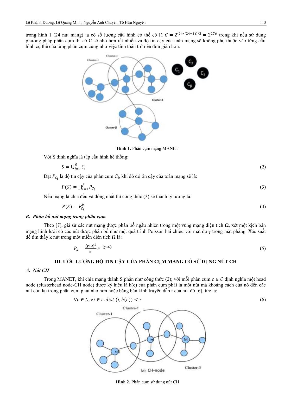 Đề xuất phương pháp ước lượng độ tin cậy mạng manet dựa trên kỹ thuật phân cụm và dự phòng mạng trang 2
