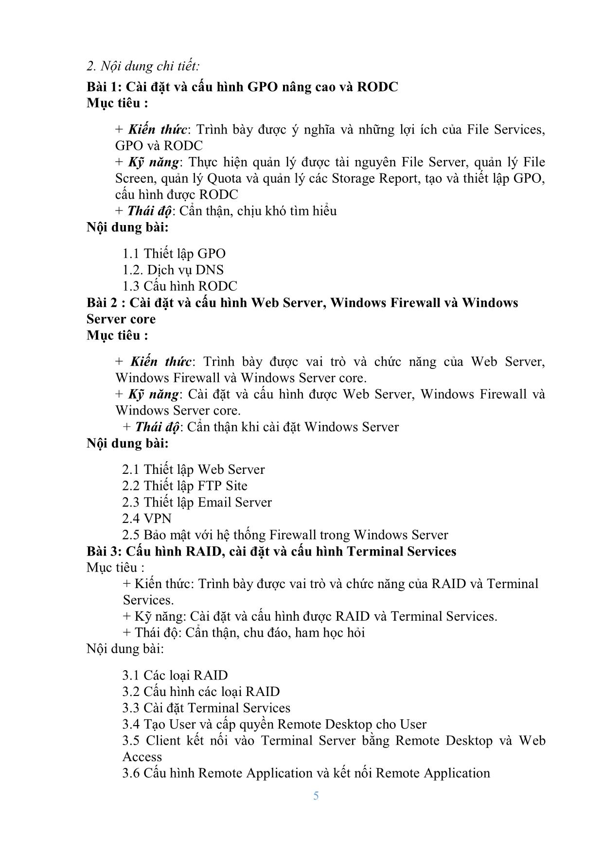 Giáo trình Mô đun Quản trị Windows Server nâng cao - Quản trị mạng máy tính trang 5