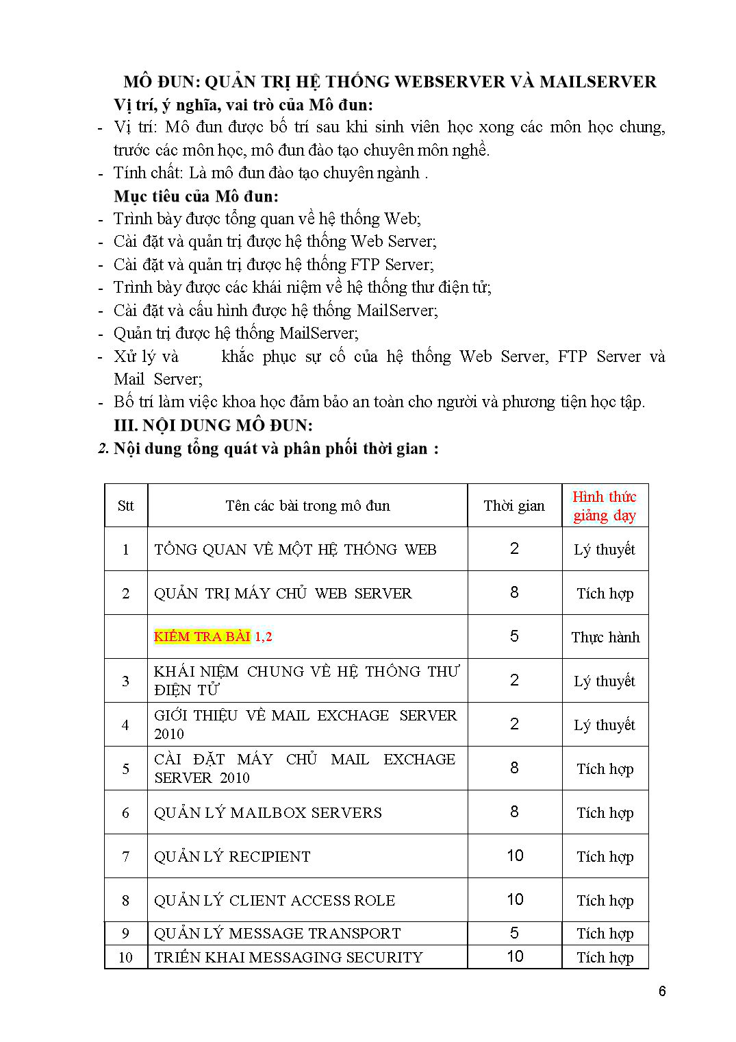 Giáo trình Mô đun Quản trị hệ thống Webserver và Mailserver - Quản trị mạng trang 6