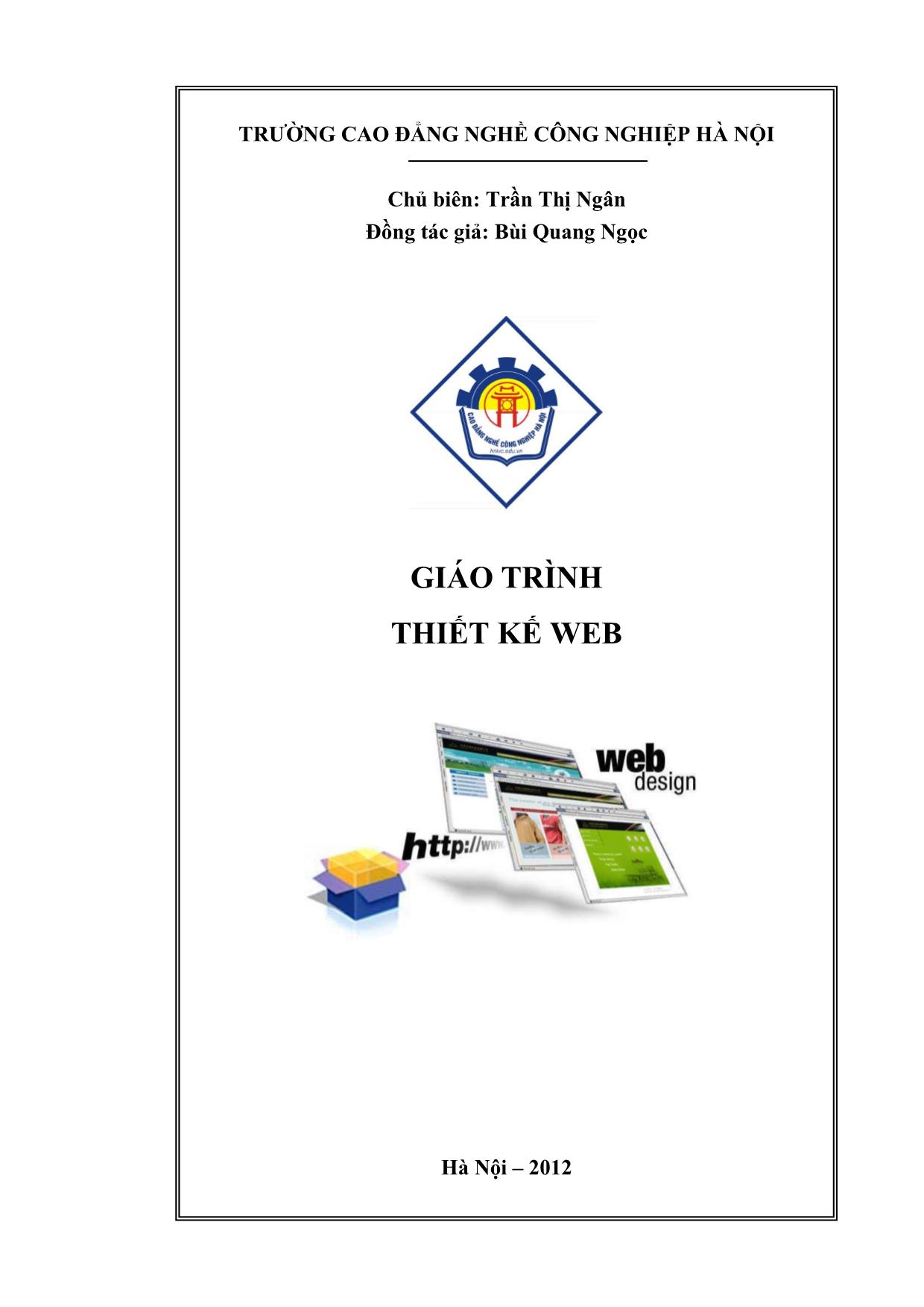 Giáo trình Thiết kế Web trang 1