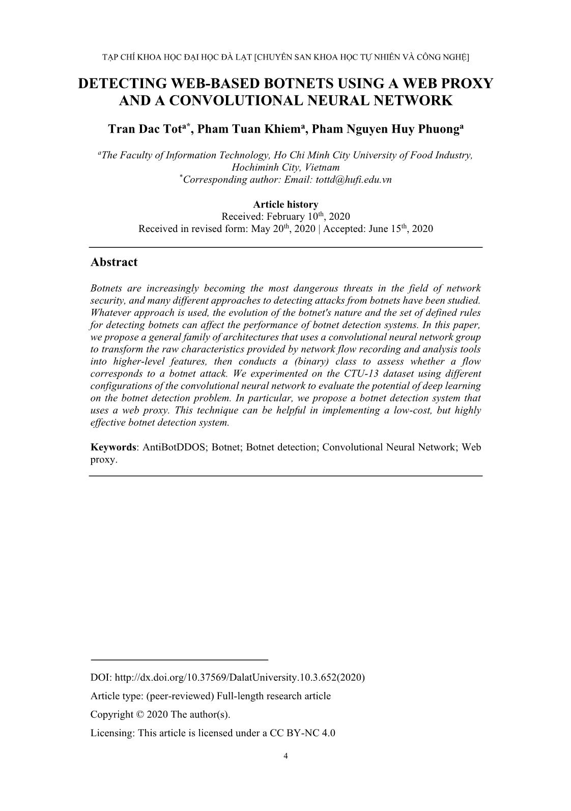 Hệ thống phát hiện tấn công botnet sử dụng Web Proxy và Convolutional Neural Network trang 2