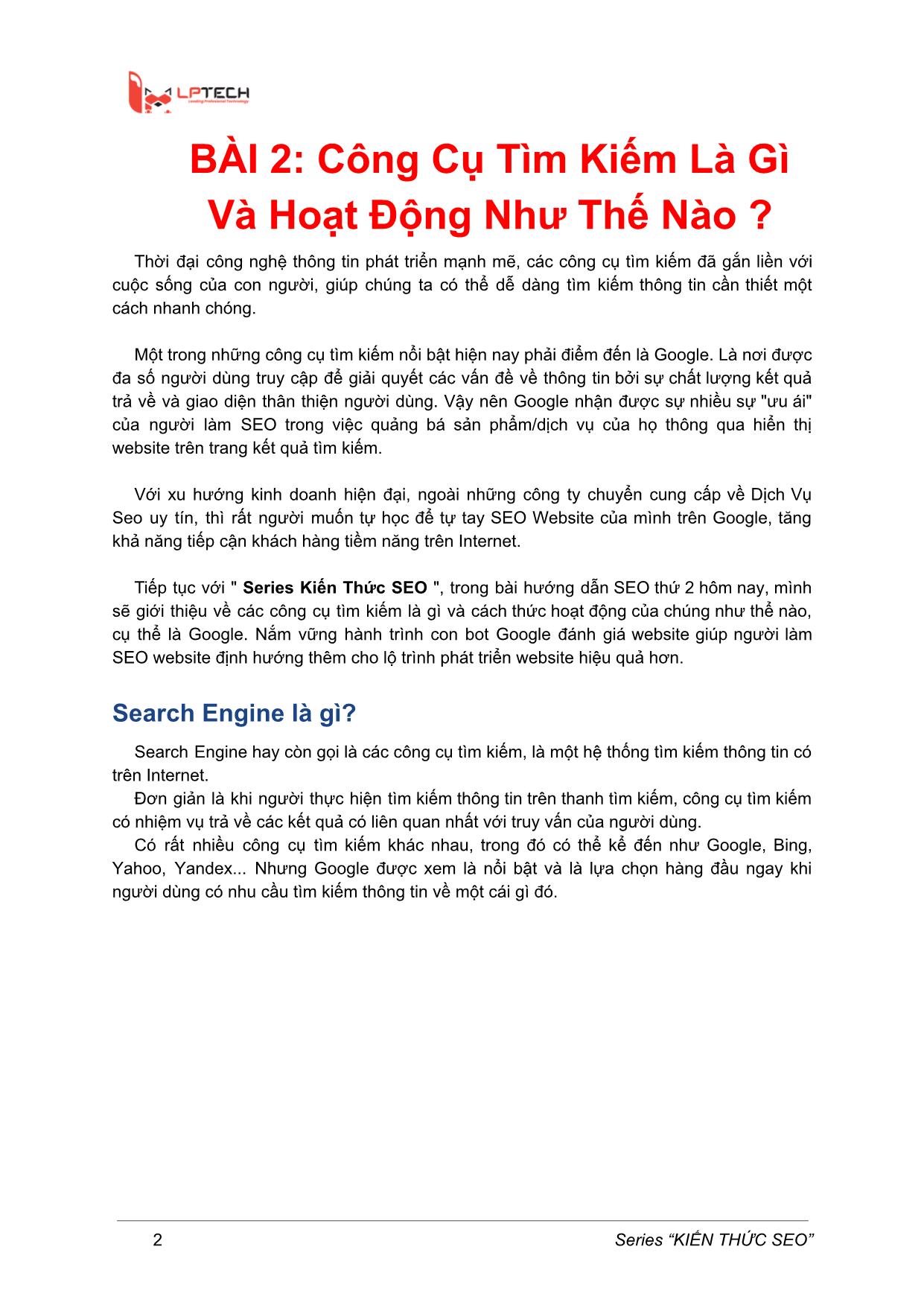 Tài liệu ​Series kiến thức SEO - Bài 2: Công cụ tìm kiếm là gì và hoạt động như thế nào? trang 2