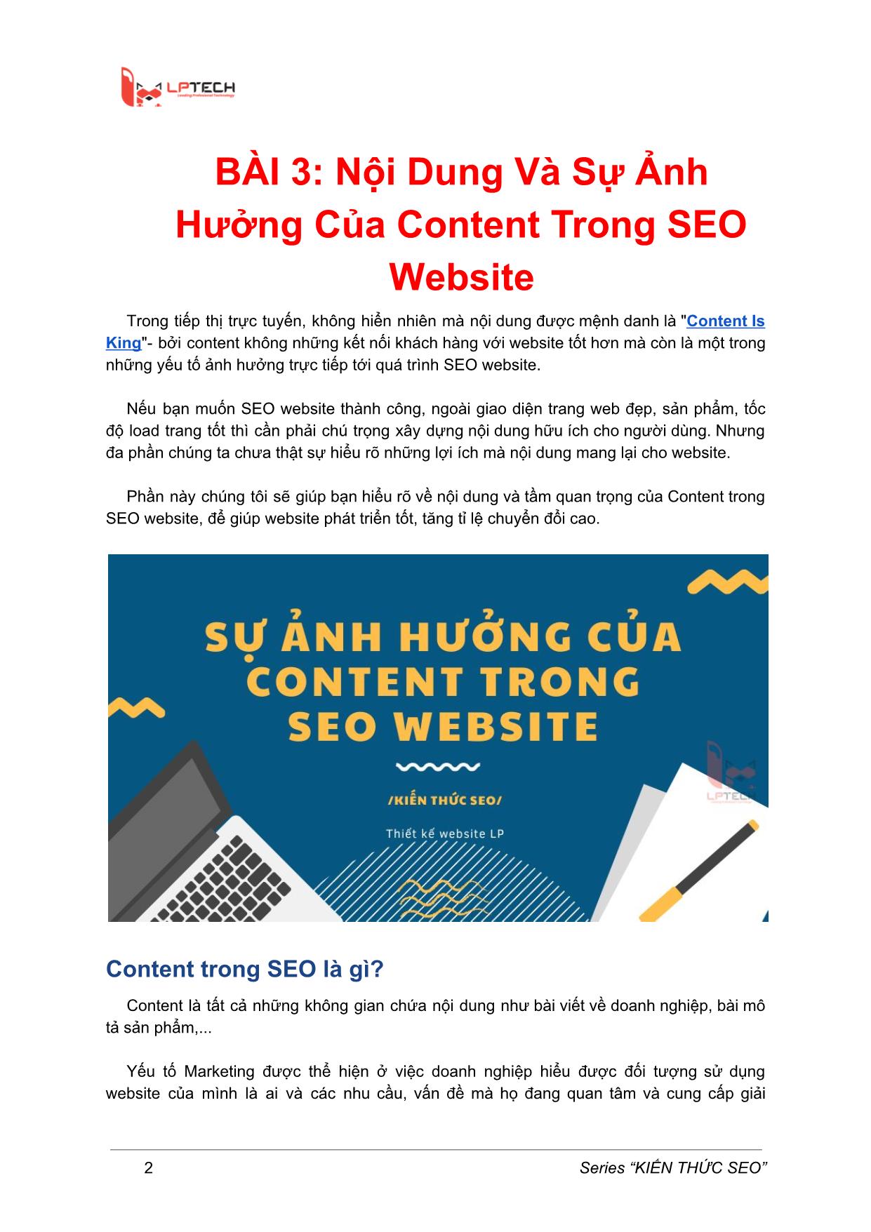 Tài liệu ​Series kiến thức SEO - Bài 3: Nội dung và sự ảnh hưởng của content trong SEO Website trang 2