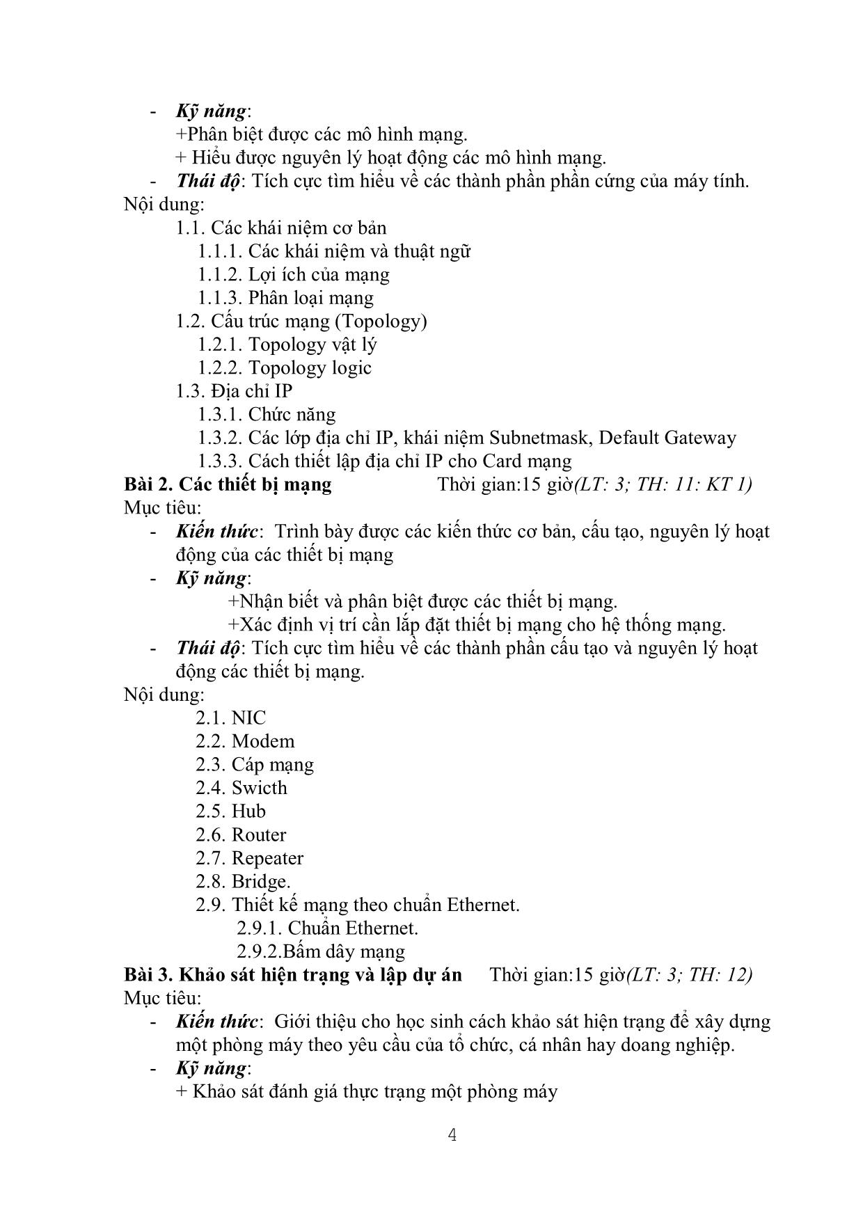 Giáo trình Mạng máy tính căn bản - Nghề: Quản trị mạng máy tính trang 4