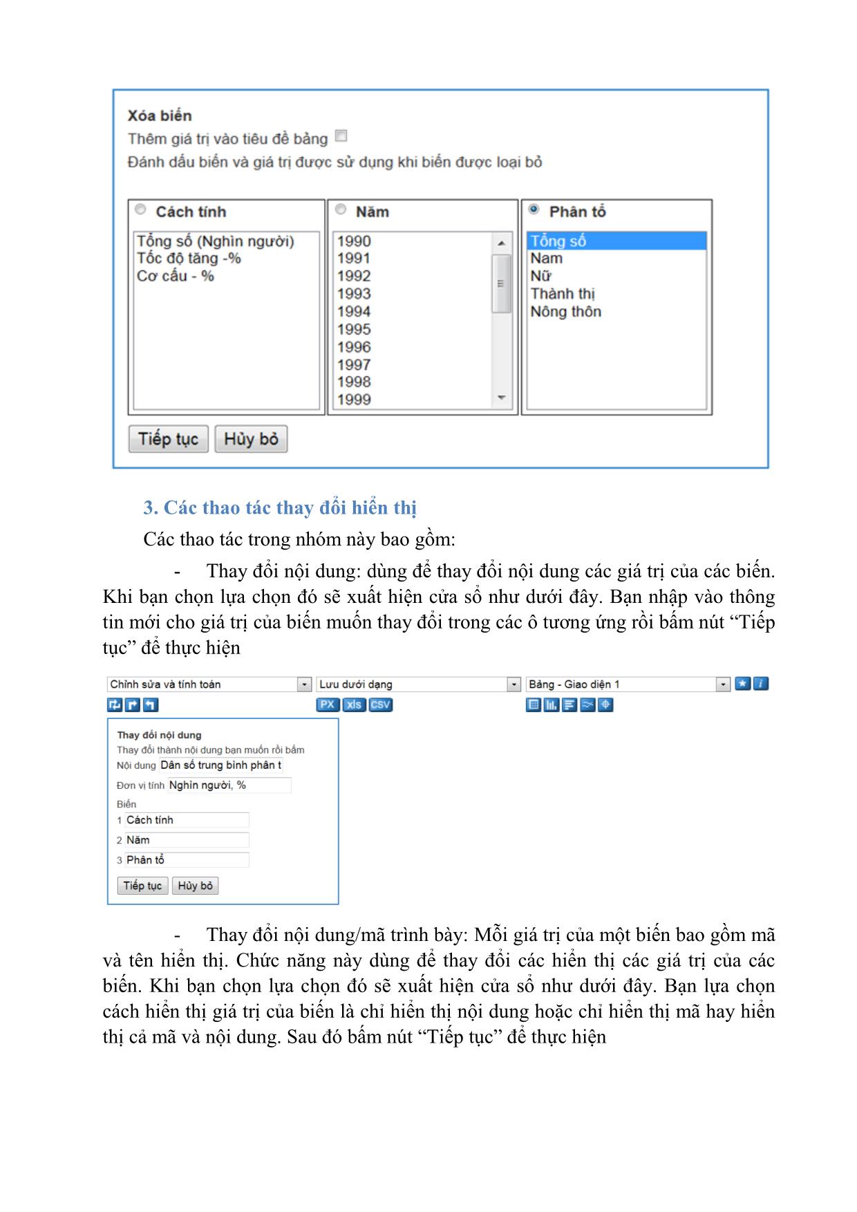 Tài liệu Hướng dẫn sử dụng PX-Web để khai thác số liệu trang 10