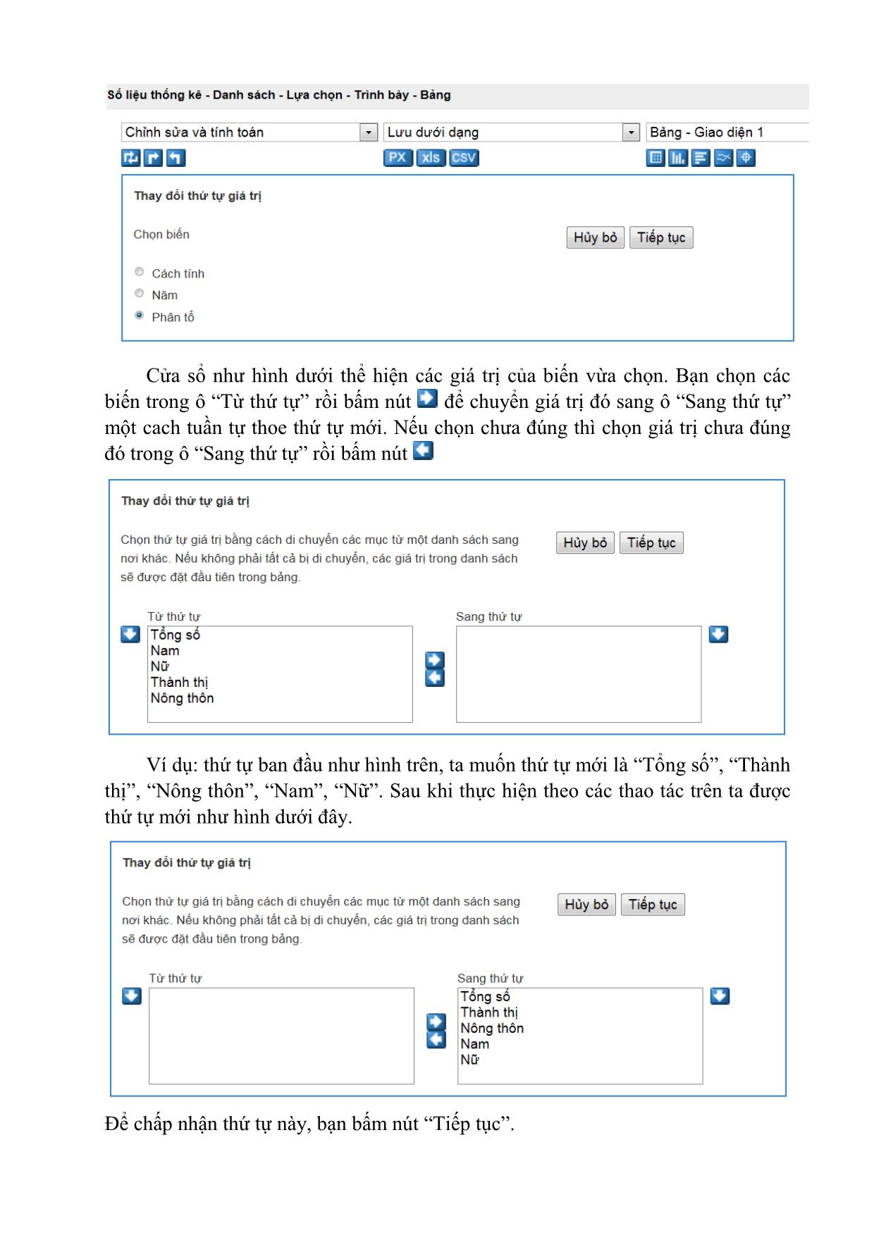 Tài liệu Hướng dẫn sử dụng PX-Web để khai thác số liệu trang 8