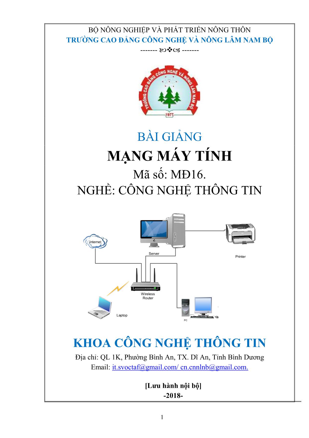 Bài giảng Mạng máy tính - Nghề: Công nghệ thông tin trang 1