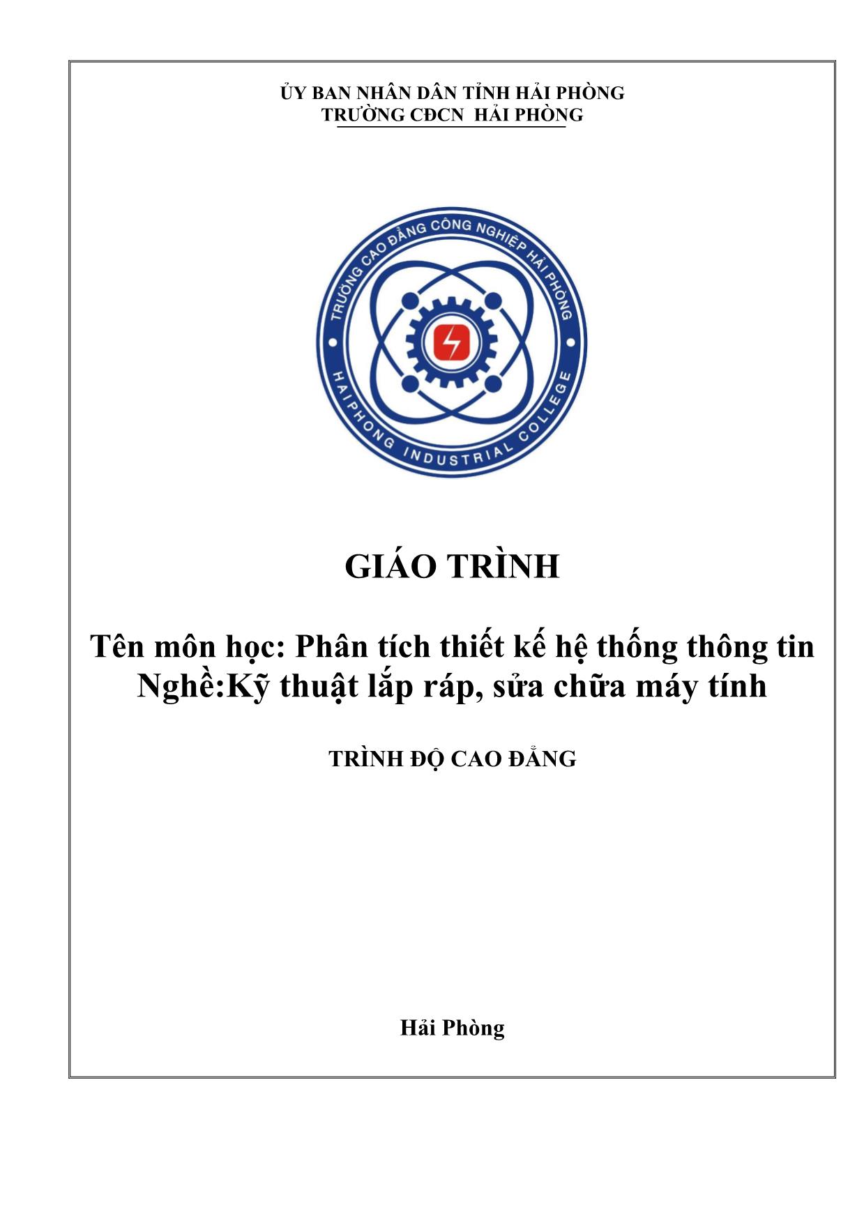 Giáo trình Phân tích thiết kế hệ thống thông tin - Nghề: Kỹ thuật lắp ráp, sửa chữa máy tính trang 1