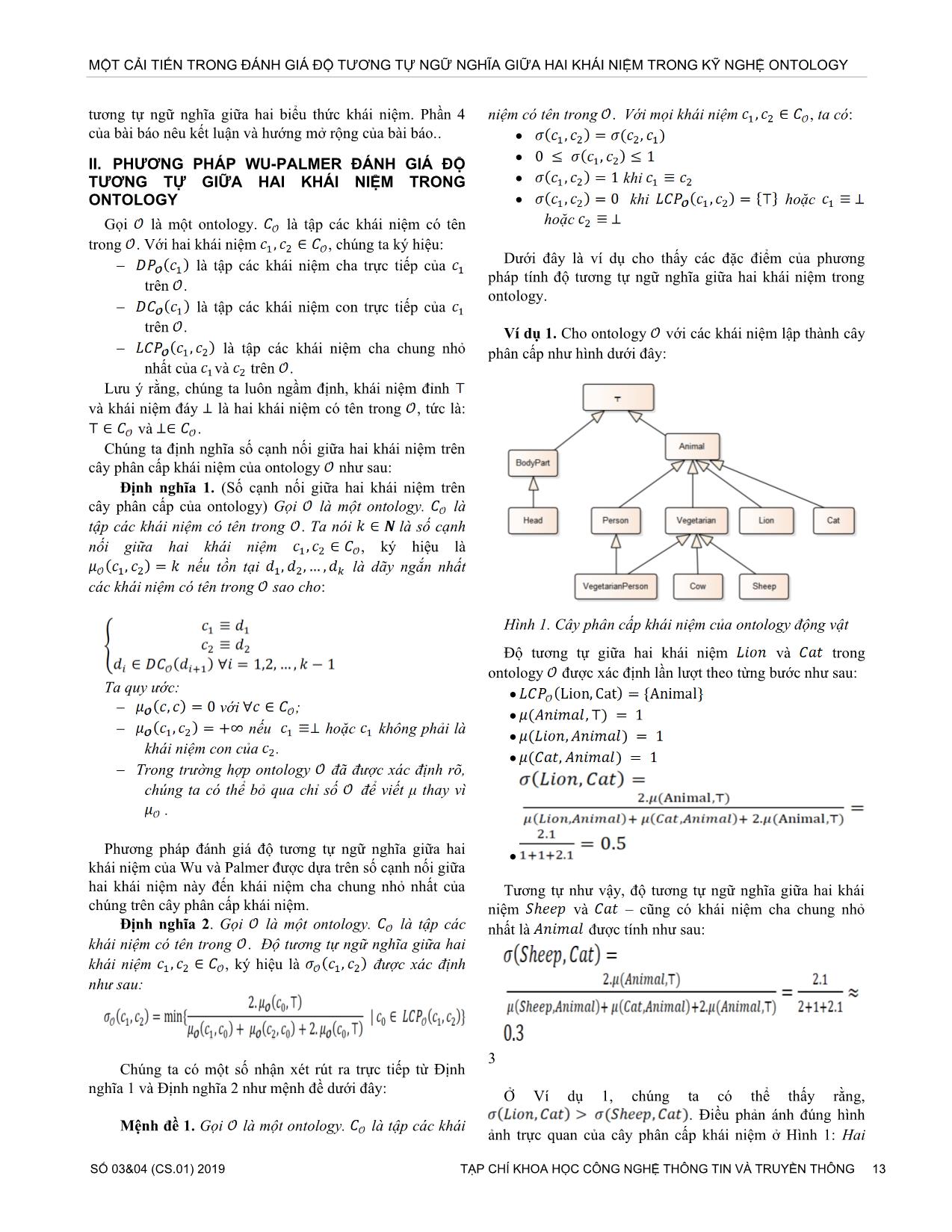 Một cải tiến trong đánh giá độ tương tự ngữ nghĩa giữa hai khái niệm trong kỹ nghệ Ontology trang 2