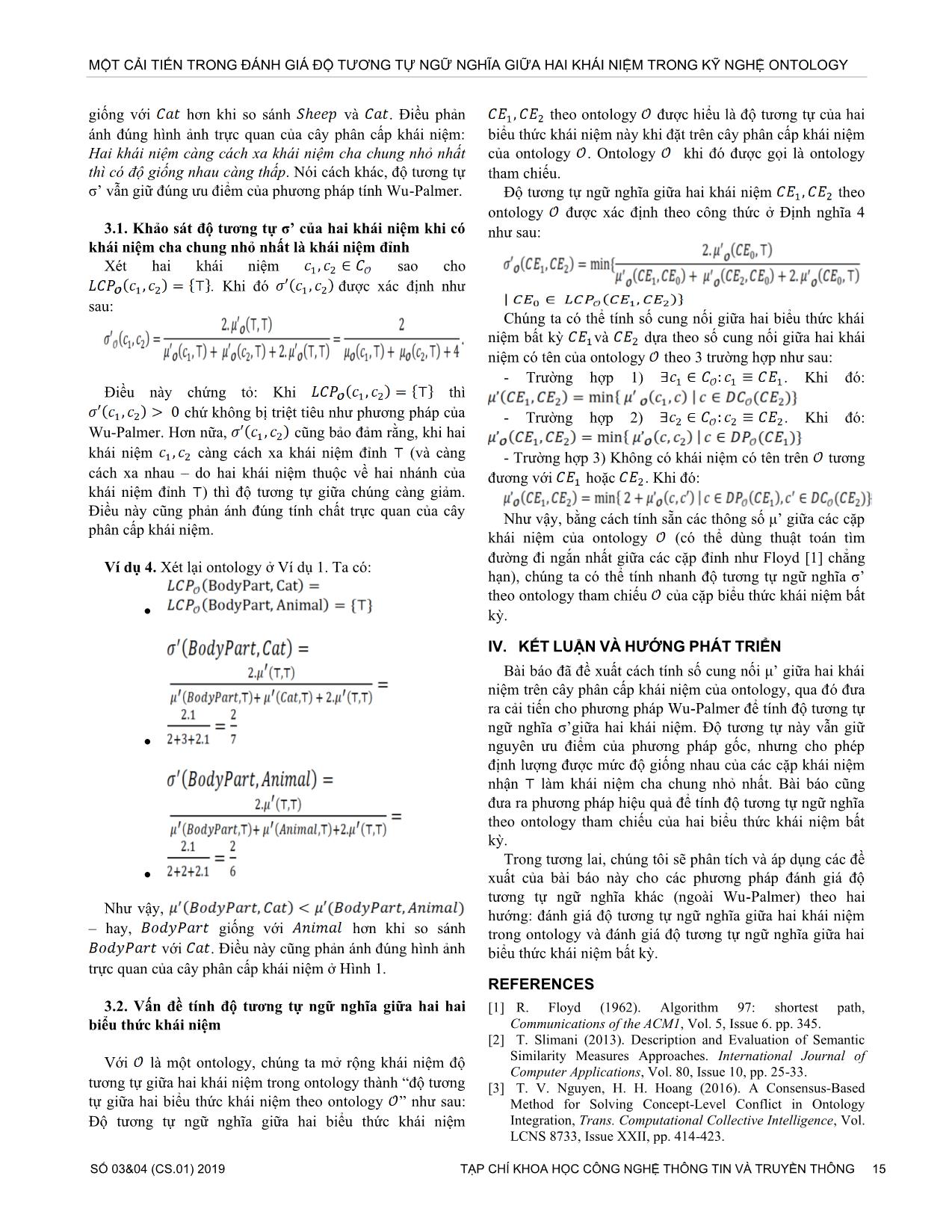Một cải tiến trong đánh giá độ tương tự ngữ nghĩa giữa hai khái niệm trong kỹ nghệ Ontology trang 4