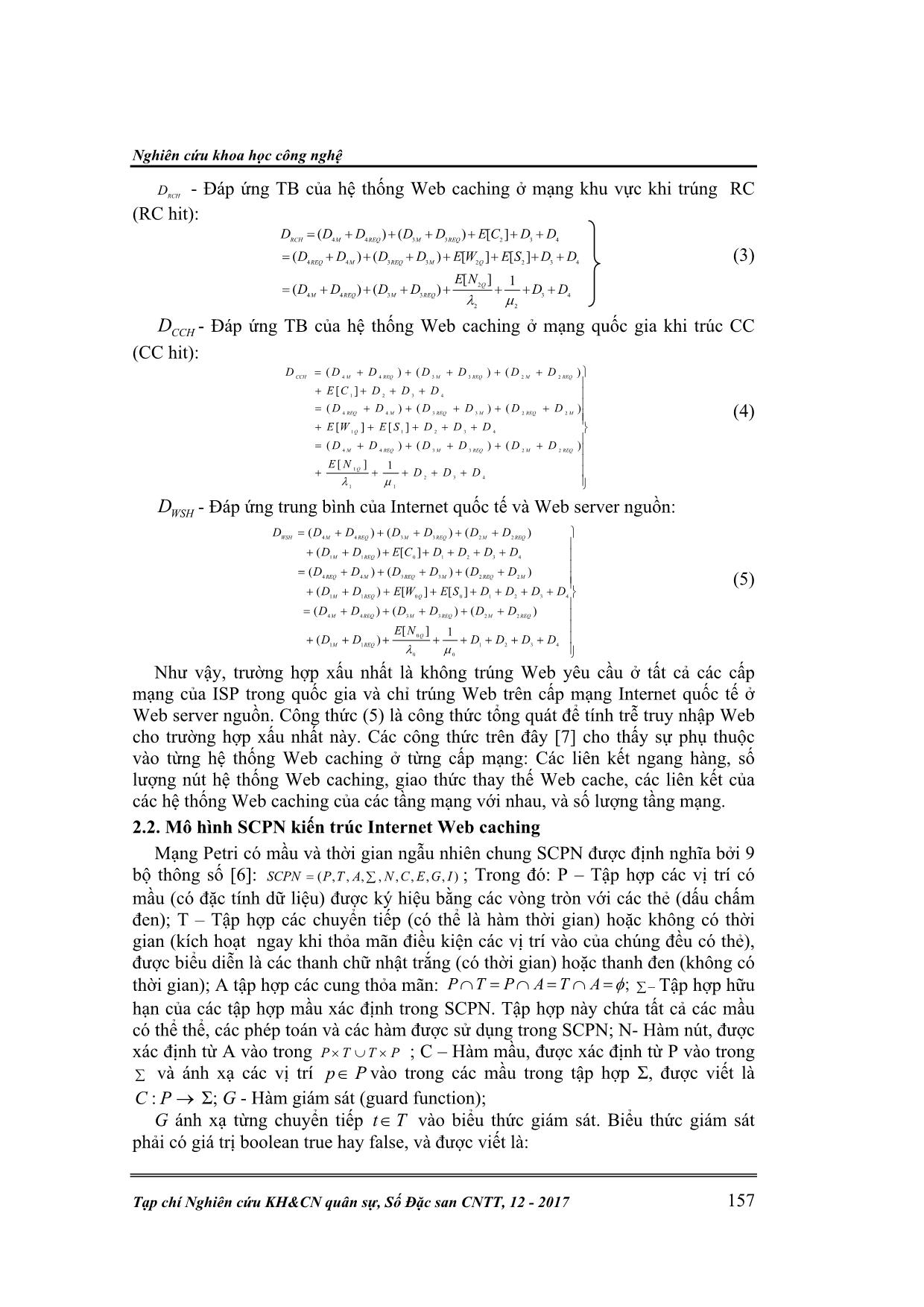 Phân tích hiệu năng của kiến trúc Internet Web Caching nhờ sử dụng mô hình mạng petri có màu và thời gian ngẫu nhiên trang 5