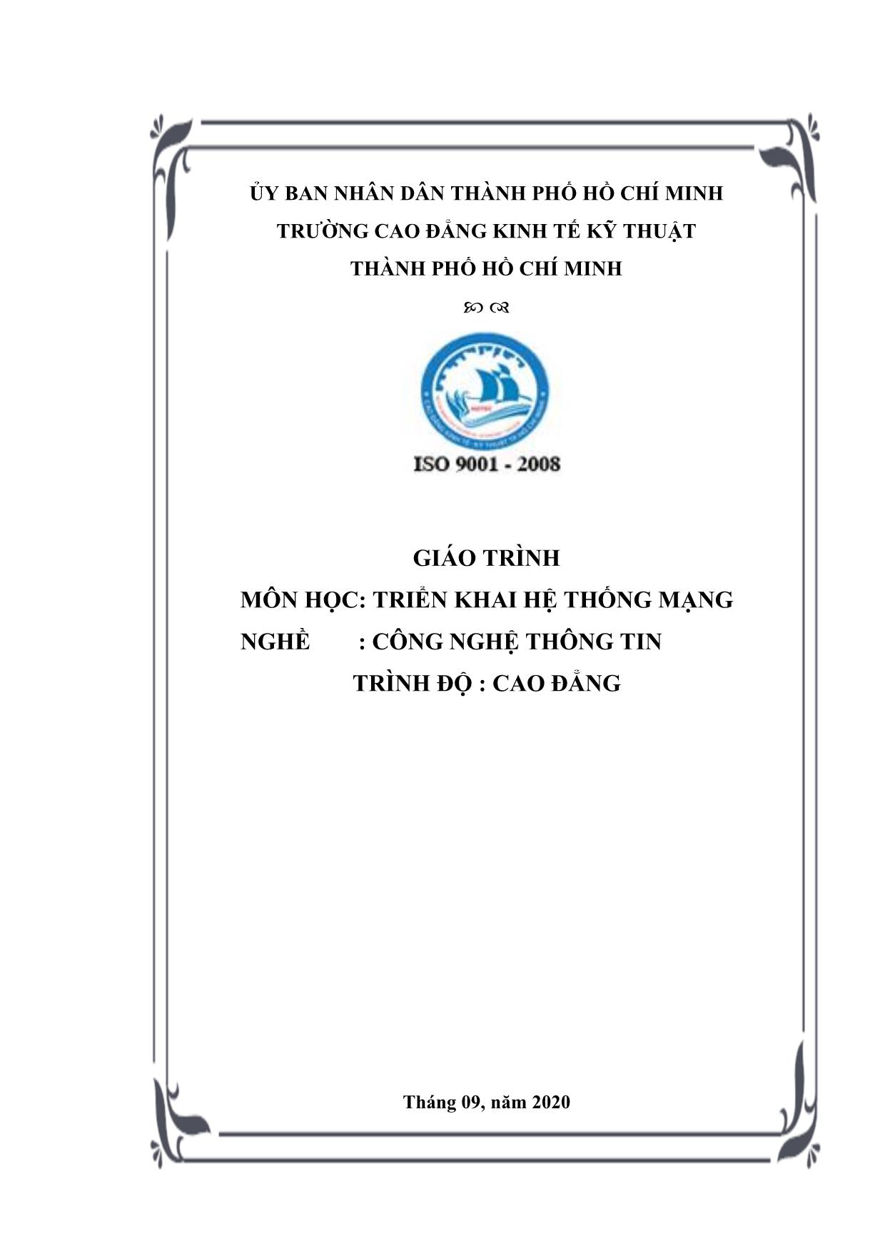 Giáo trình Triển khai hệ thống mạng - Nghề: Công nghệ thông tin trang 1